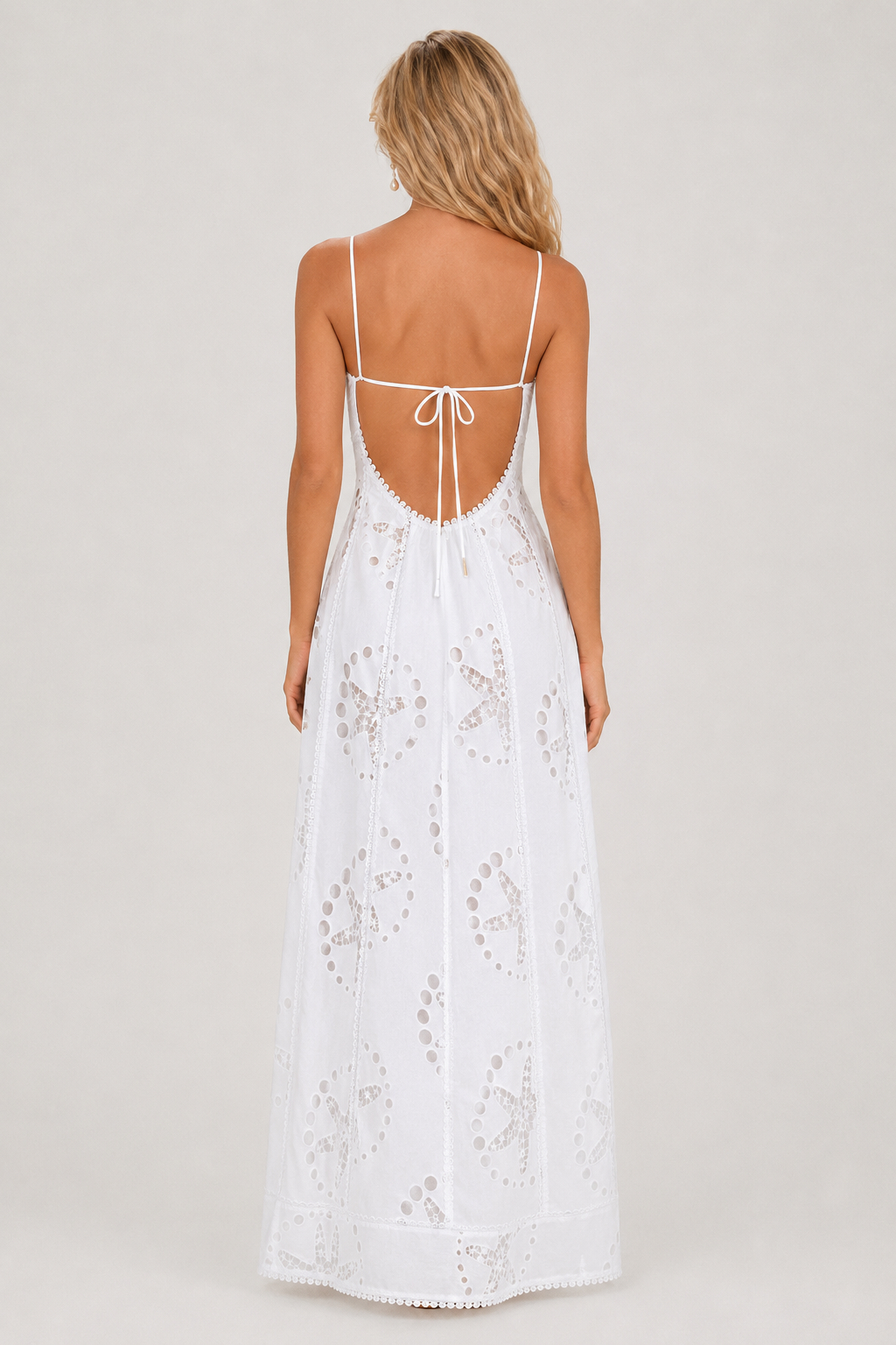 Lila Starfish Print Backless Vacation Dress