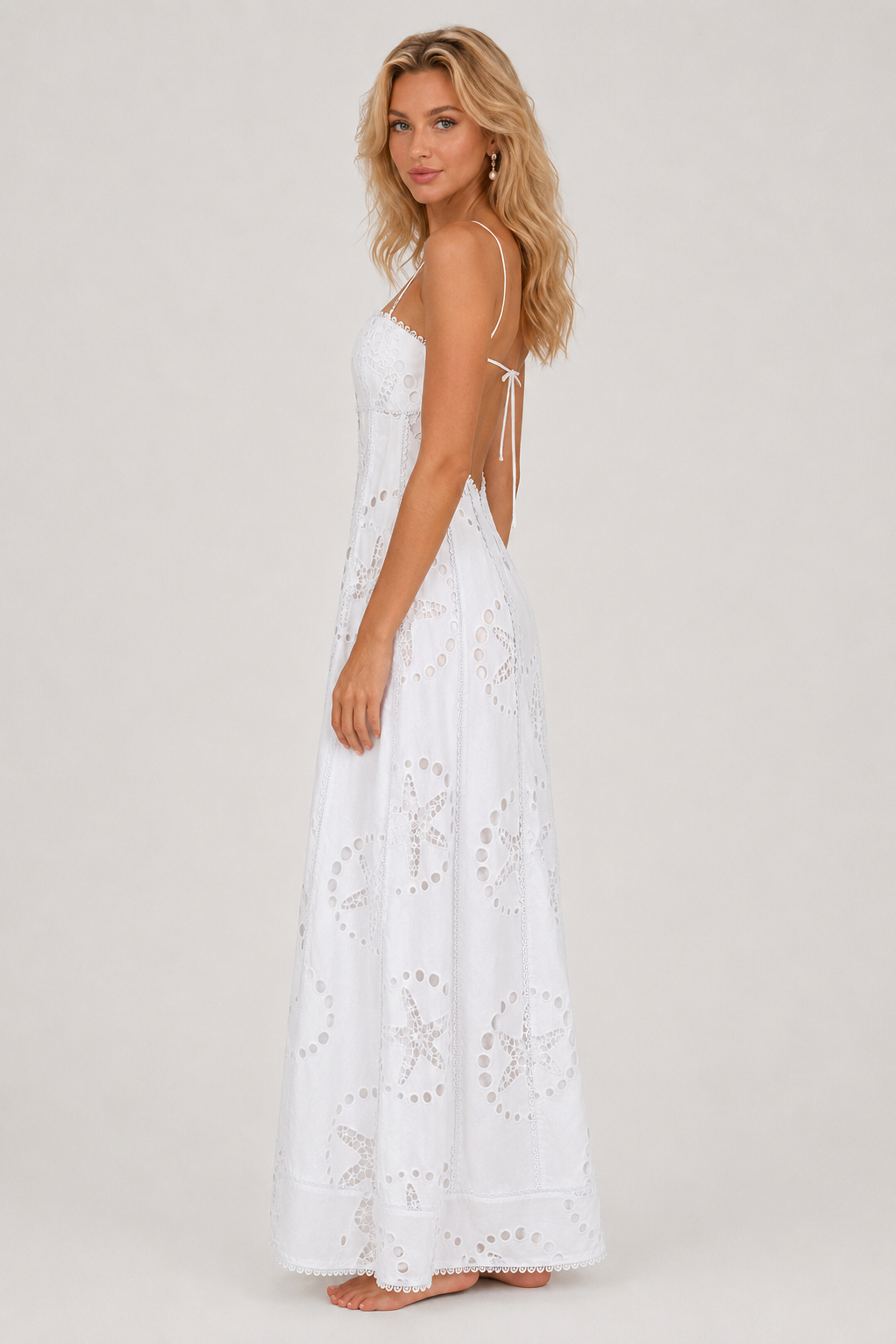 Lila Starfish Print Backless Vacation Dress