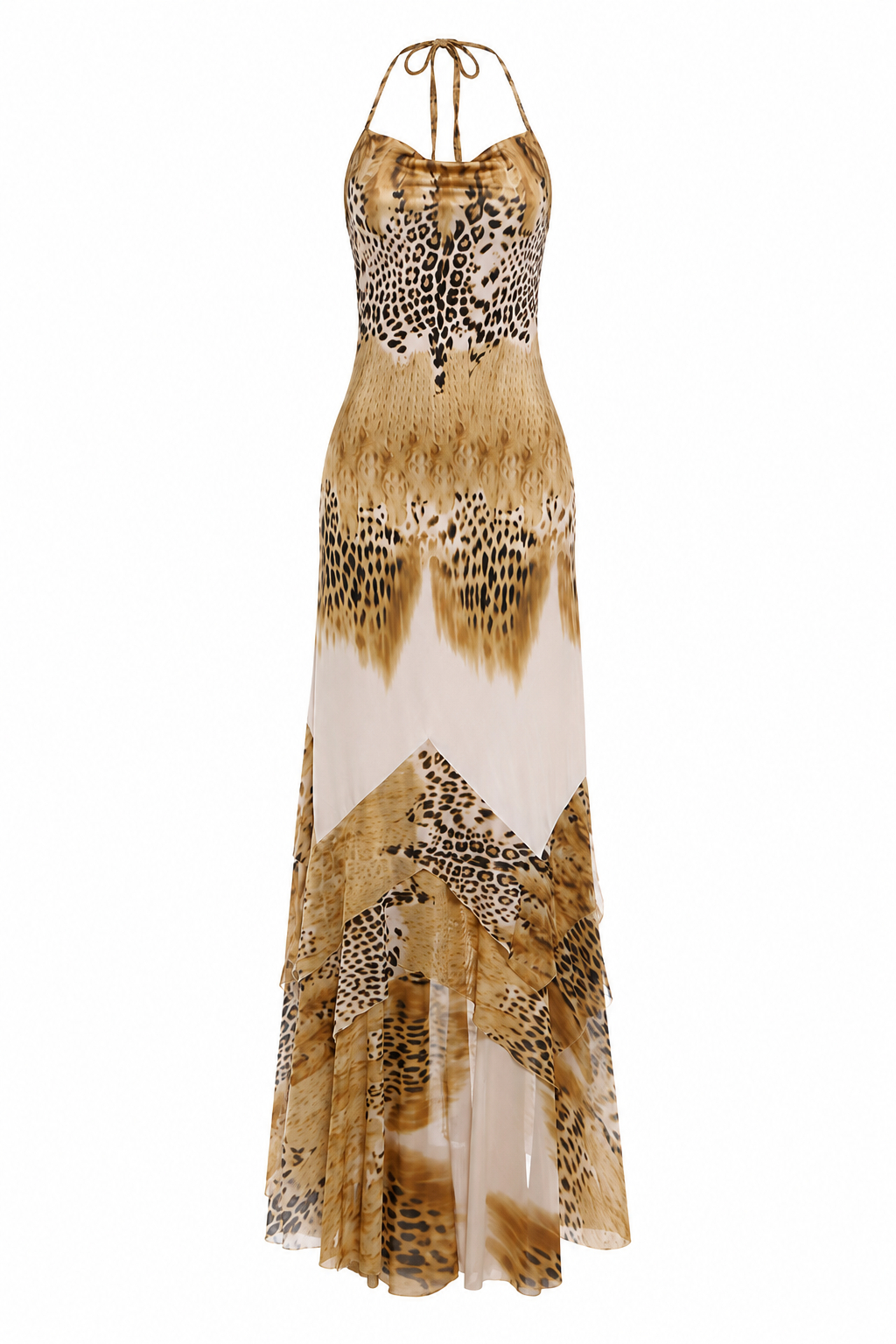 Xandy Sexy Halter Waist-Cinched Maxi Dress