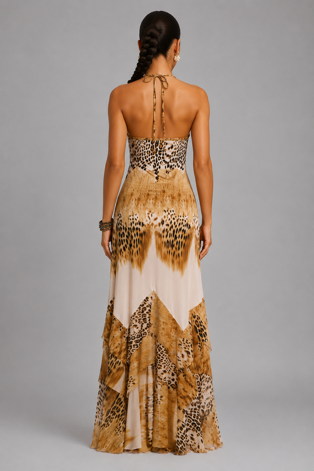 Xandy Sexy Halter Waist-Cinched Maxi Dress
