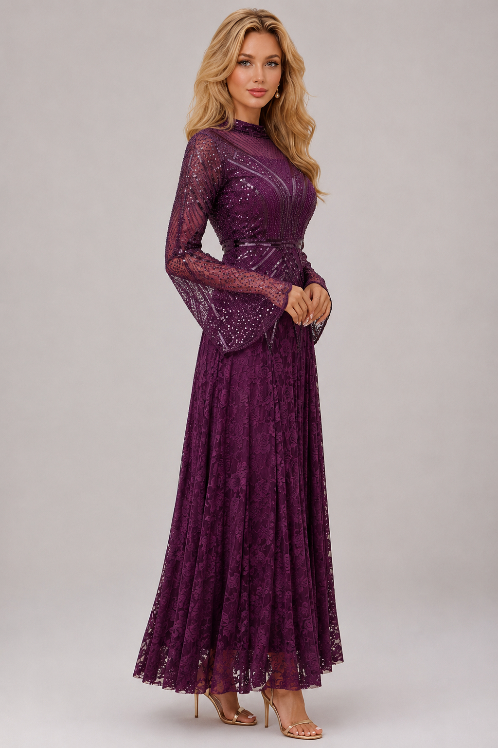 Lush Sequin Party Evening Dress