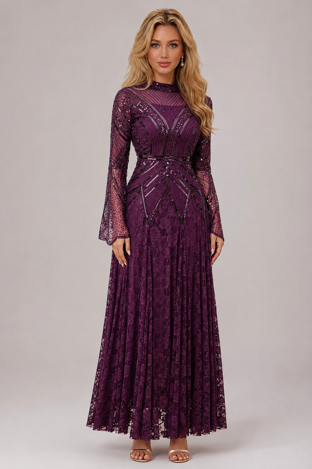 Lush Sequin Party Evening Dress