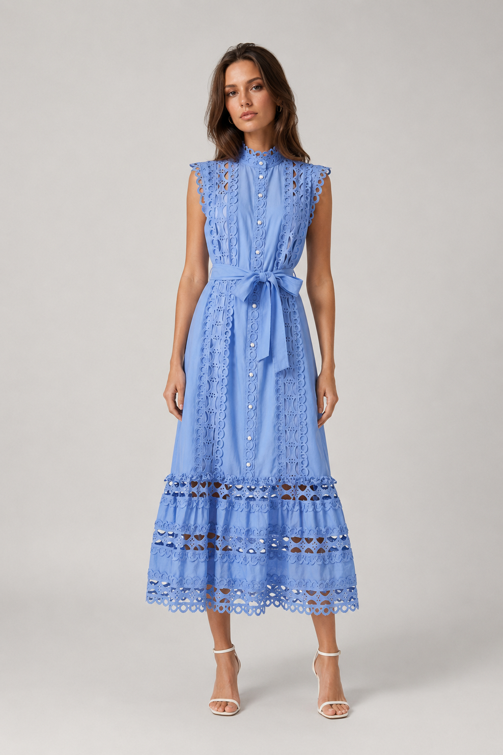 Paloma Embroidery Cutout Slim Maxi Dress