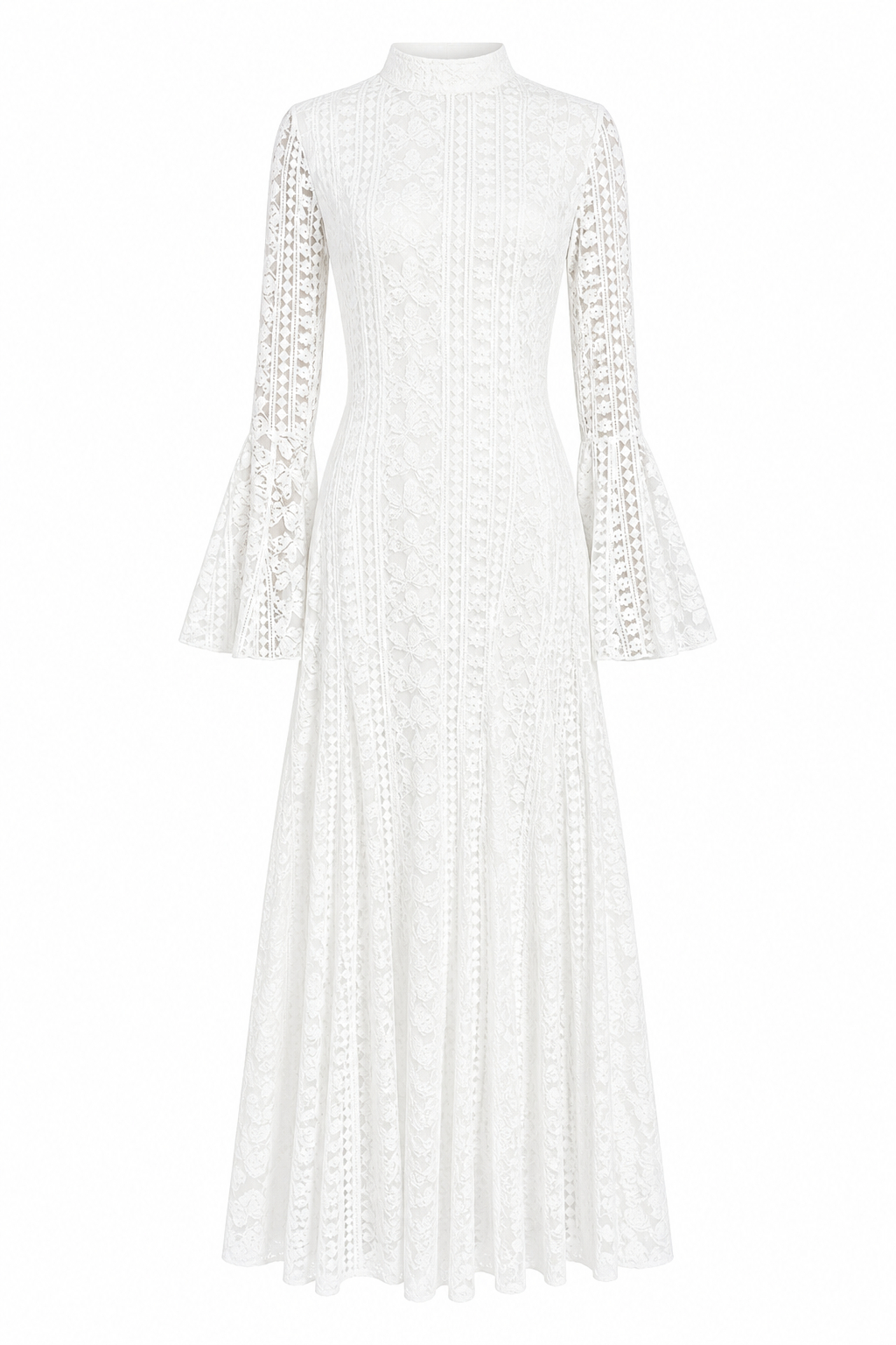 Ula White Flare Sleeve Lace Maxi Dress