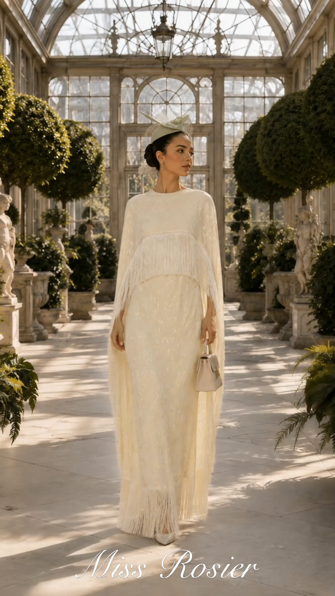 olanda Pale Yellow Maxi Dress with Cape and Fringes