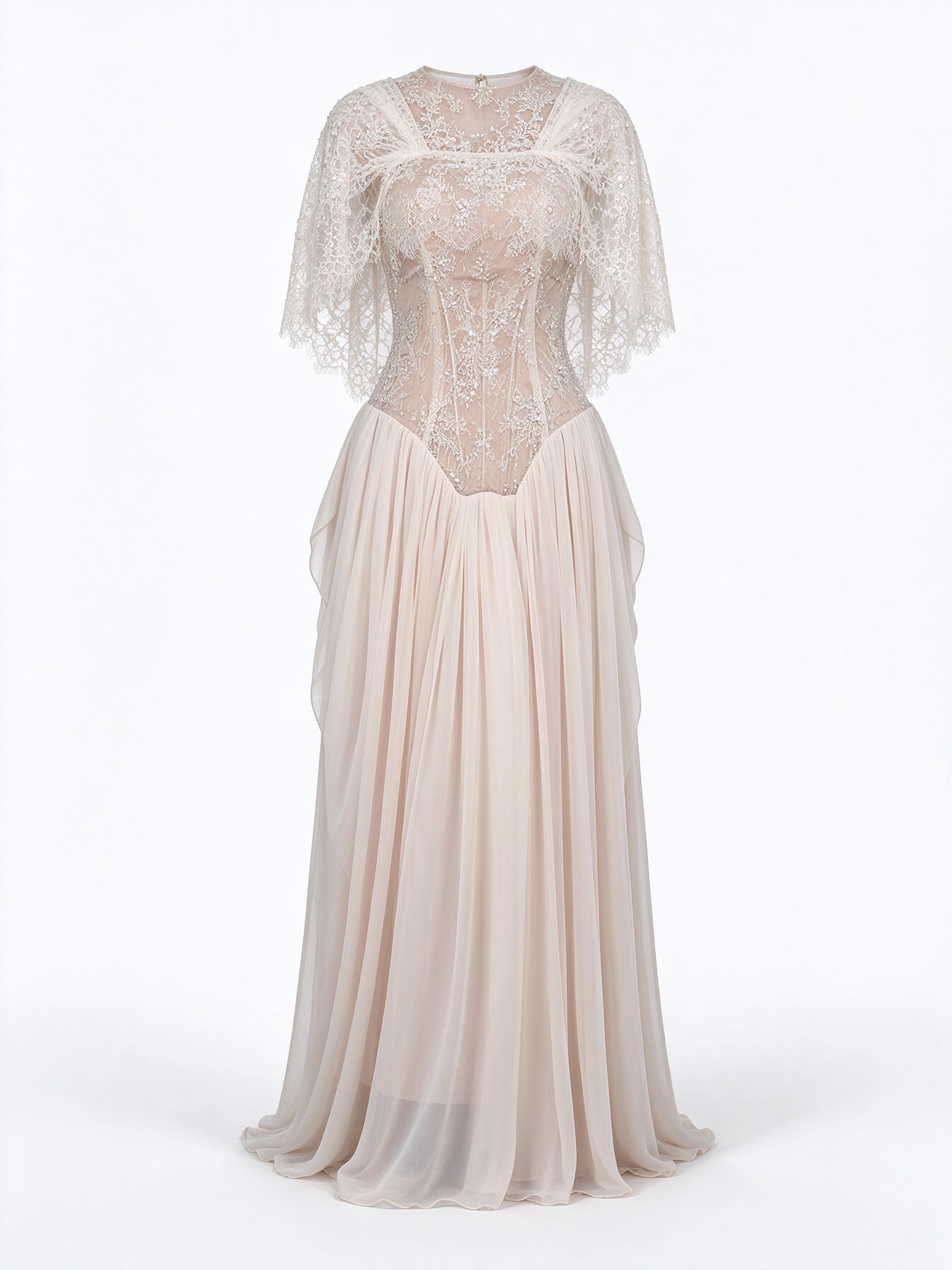 Lace Shawl with Embroidered Dress