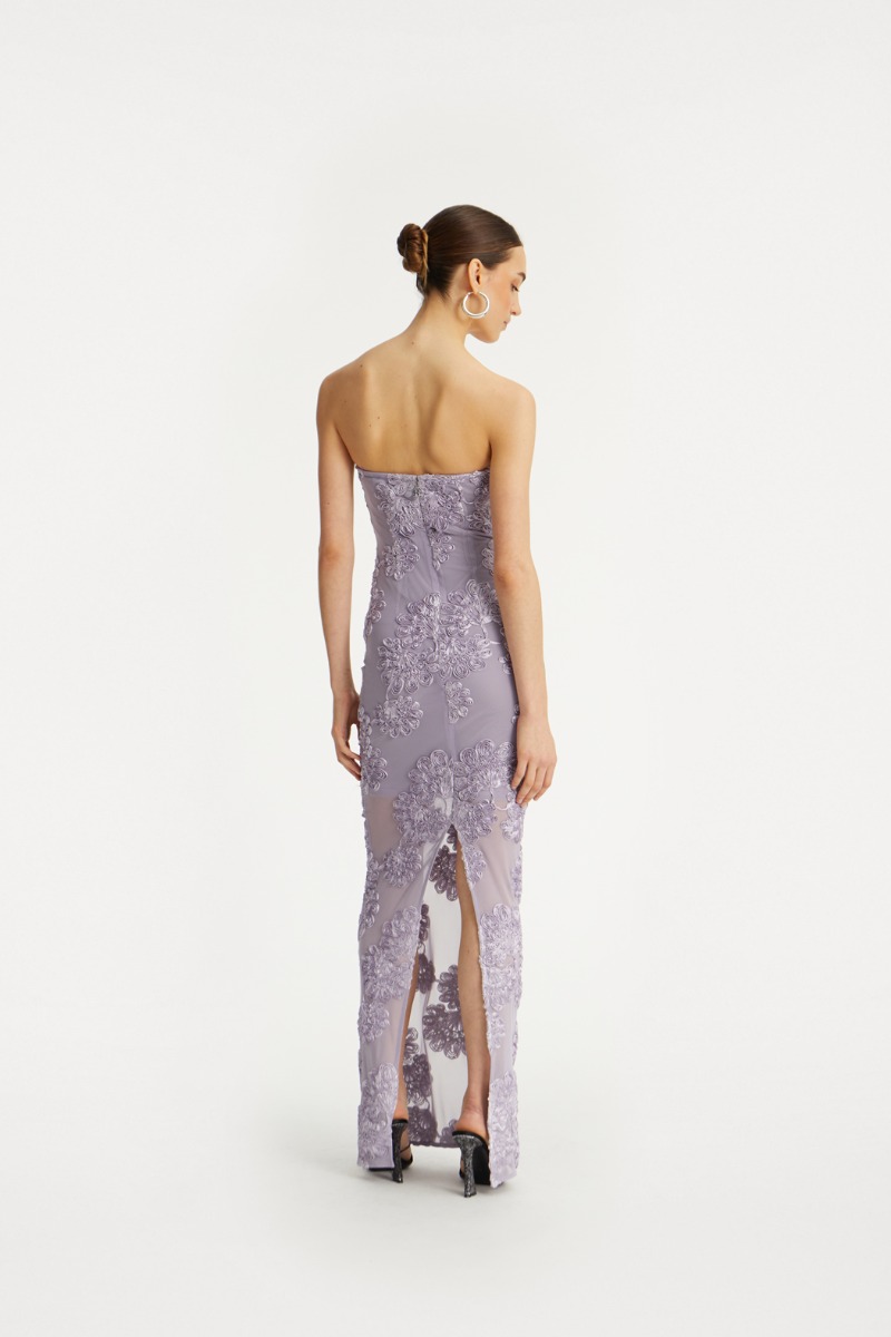 3d Mesh Maxi Dress Purple