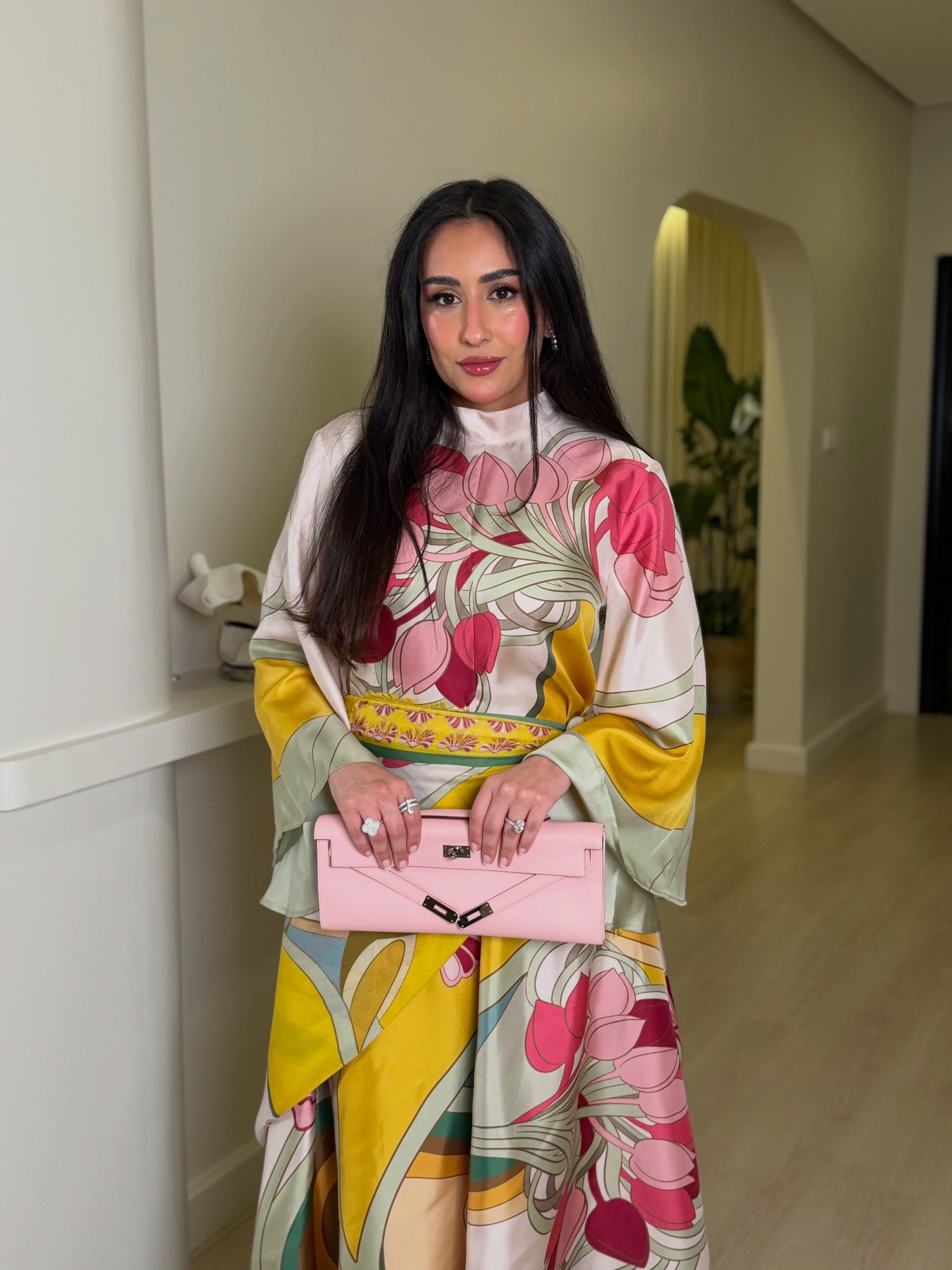 Printed Floral Dress-Pink 