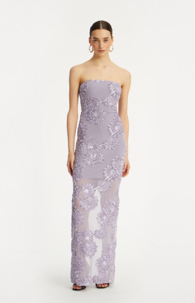 3d Mesh Maxi Dress Purple
