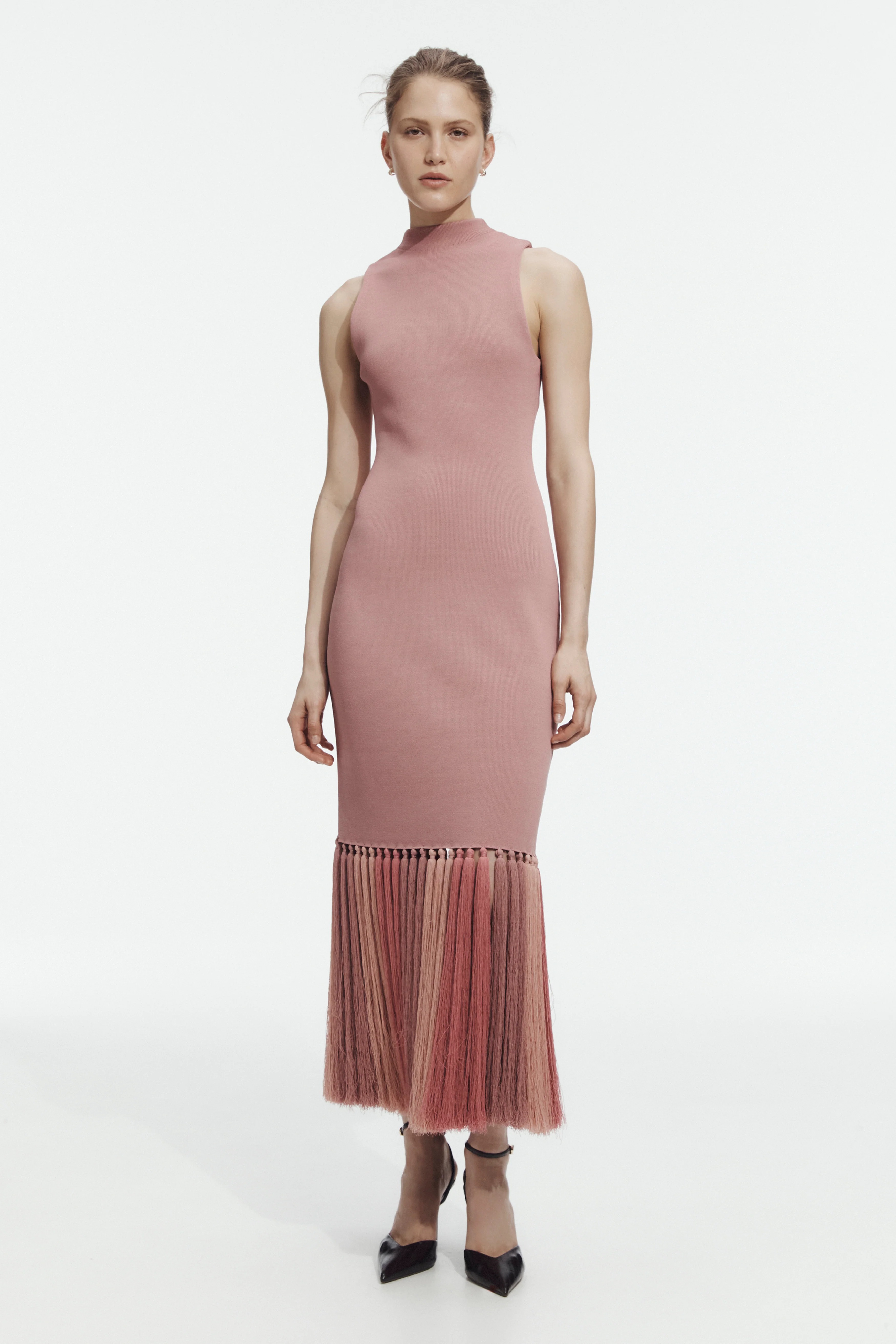 Sofina Knit Tassel Midi Dress