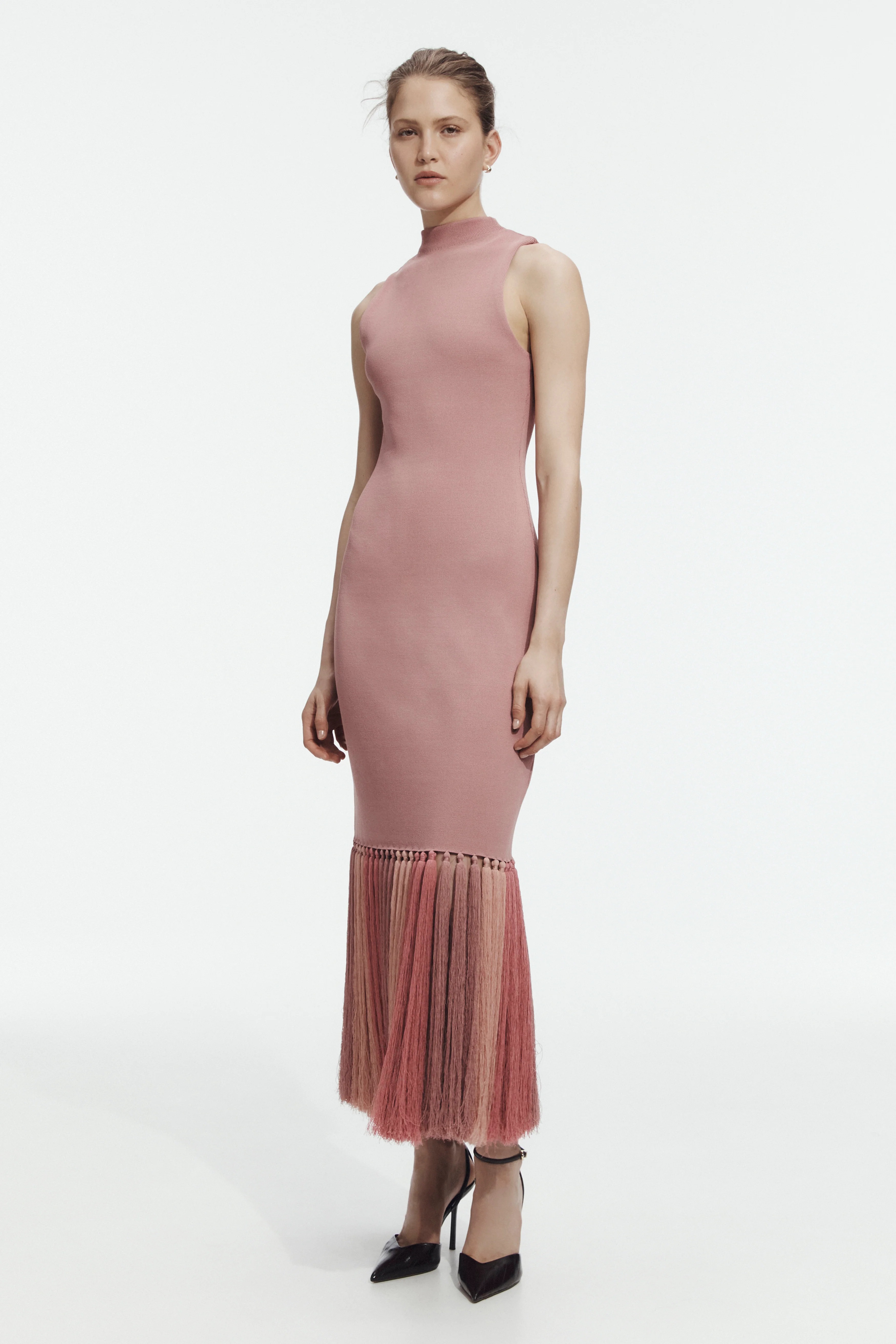 Sofina Knit Tassel Midi Dress