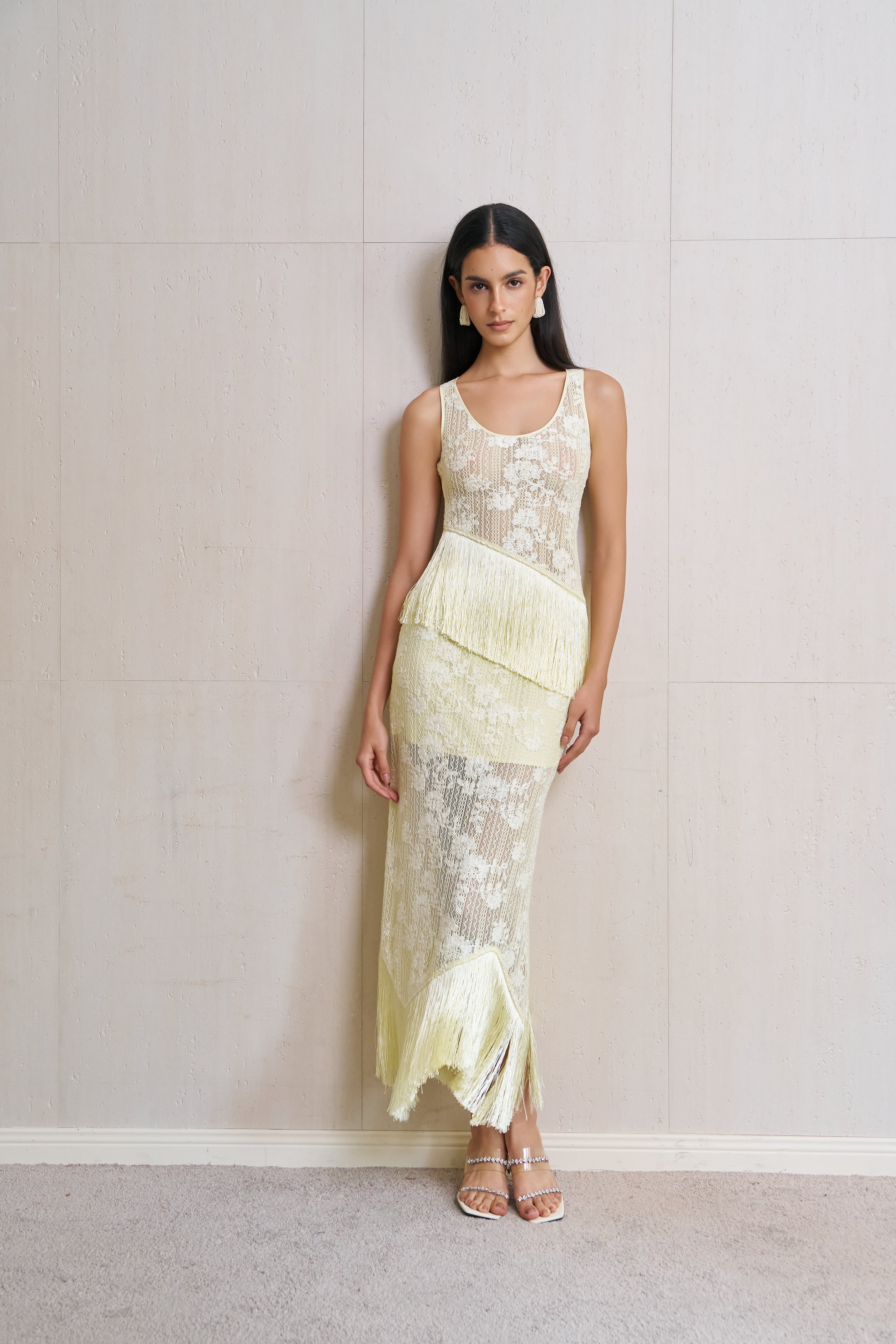 Floral lace fringe-trim set