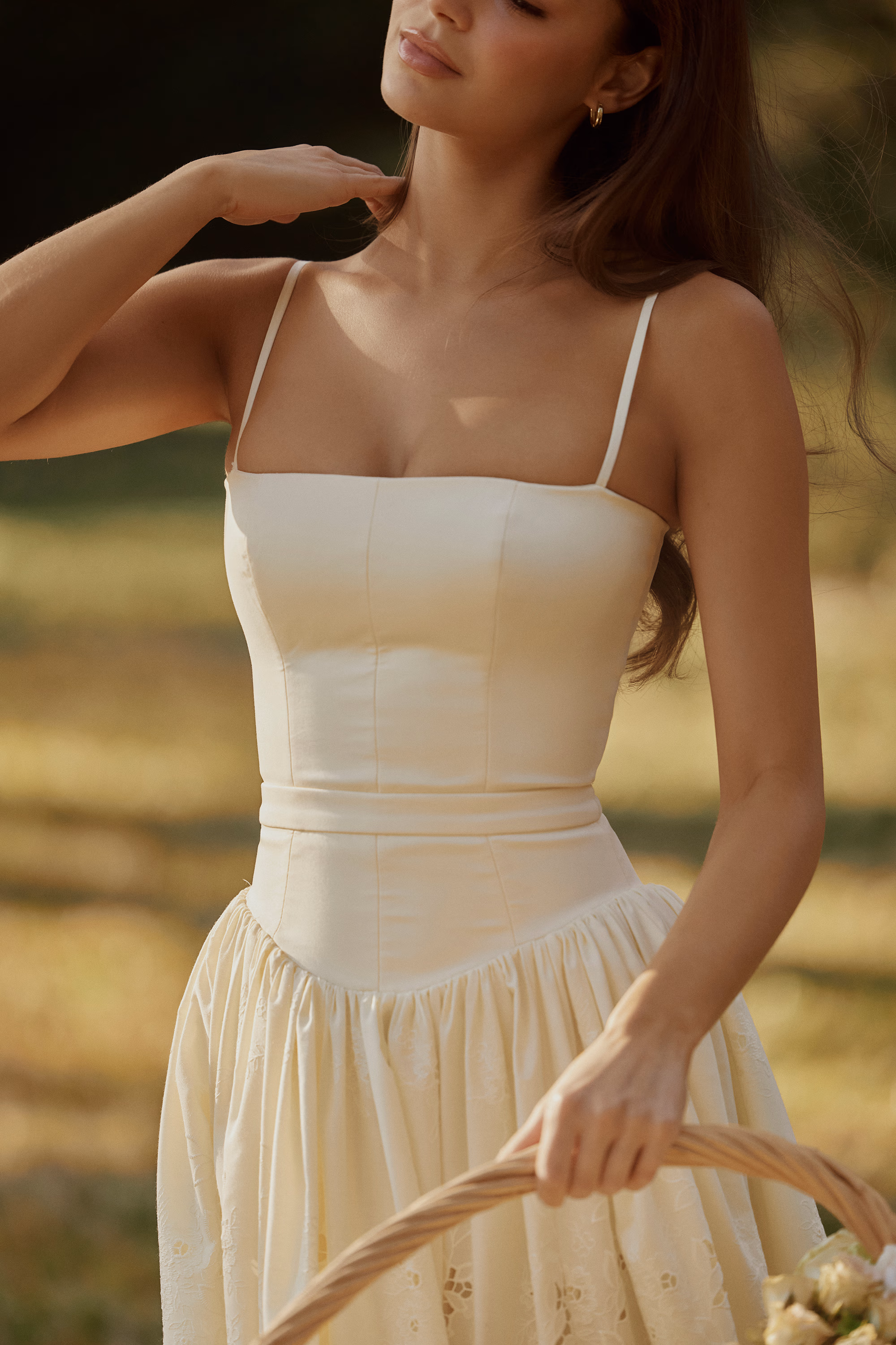 Ysabella Lemon Custom Lace + Broderie Anglaise Midi Sundress