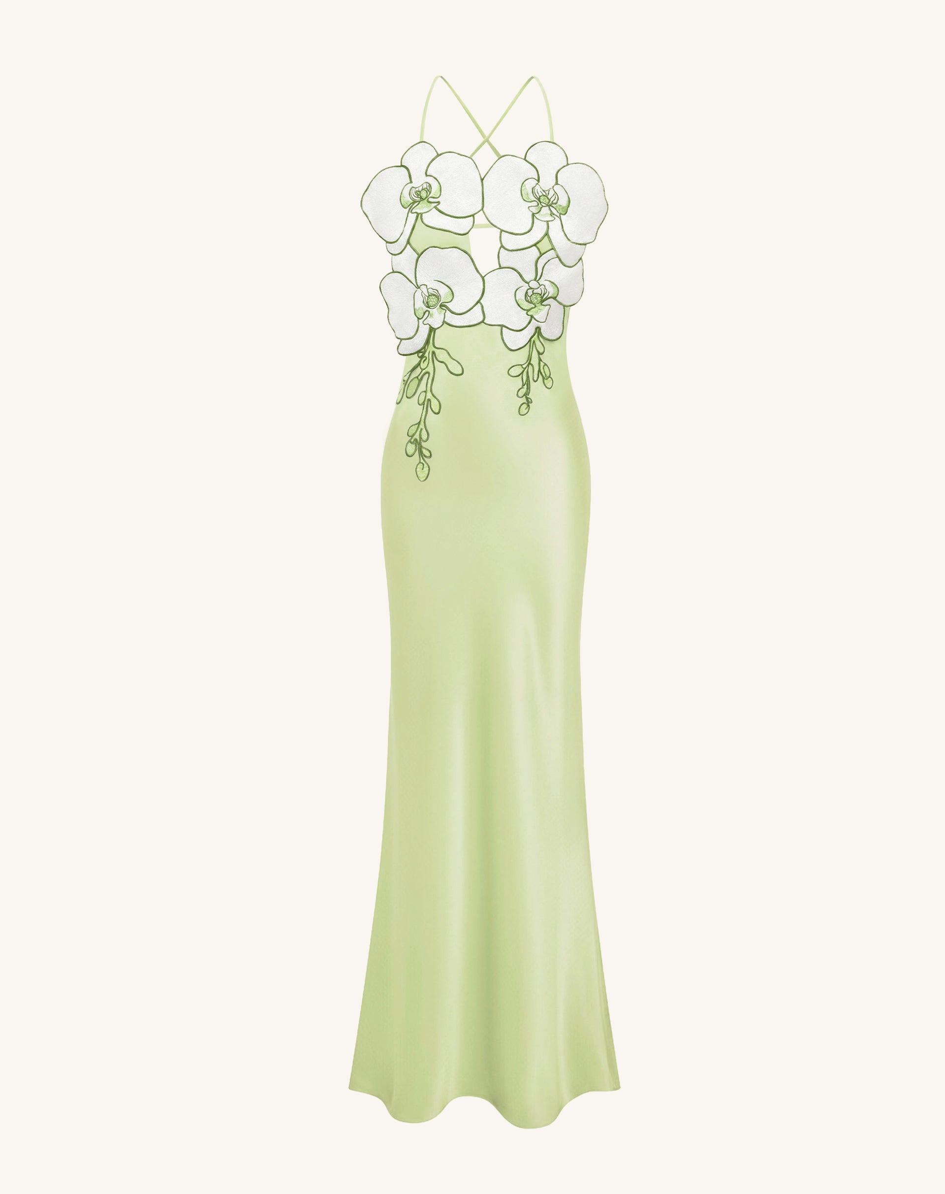 Orchid Embroidered Dress - Light Green