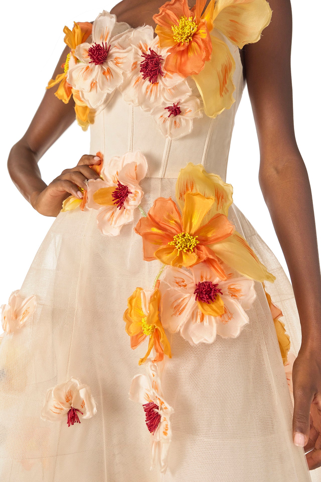 Poppy Embroidered Tea-Length Dress