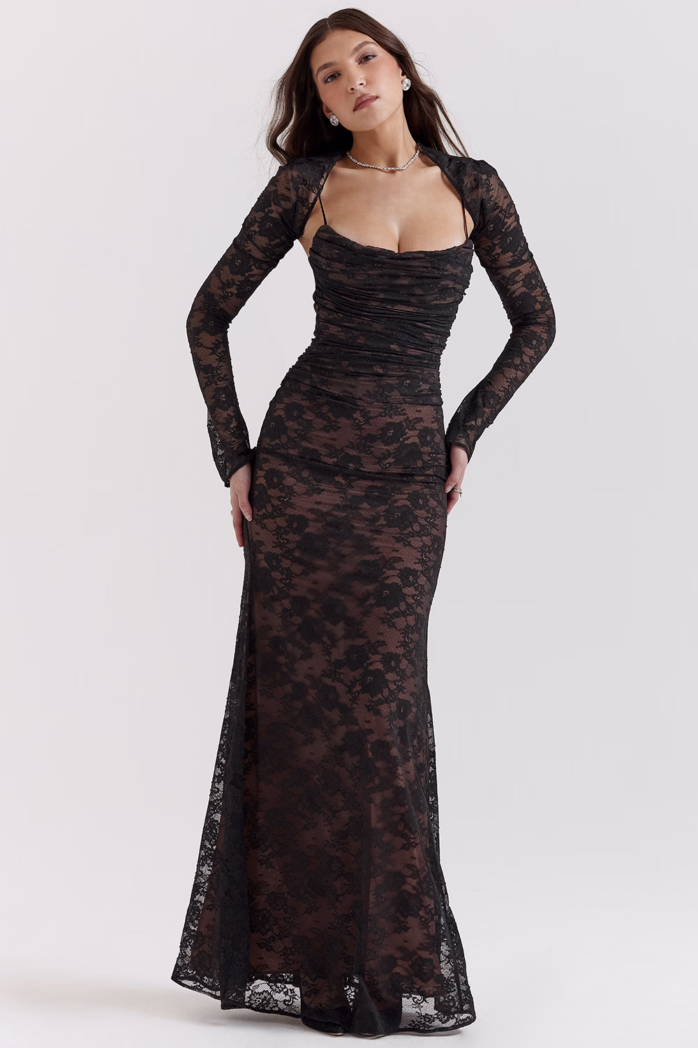 Artemis Black Lace Maxi Dress