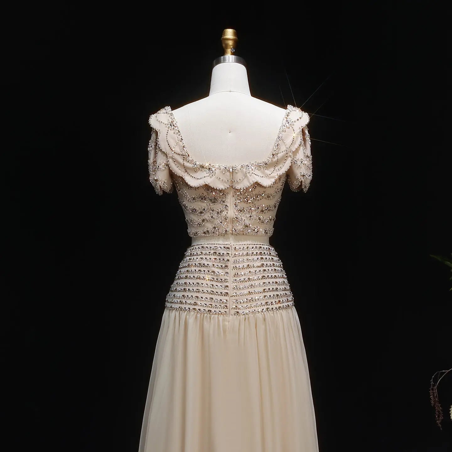 Champagne Beaded Two Piece Evening Dress SS544