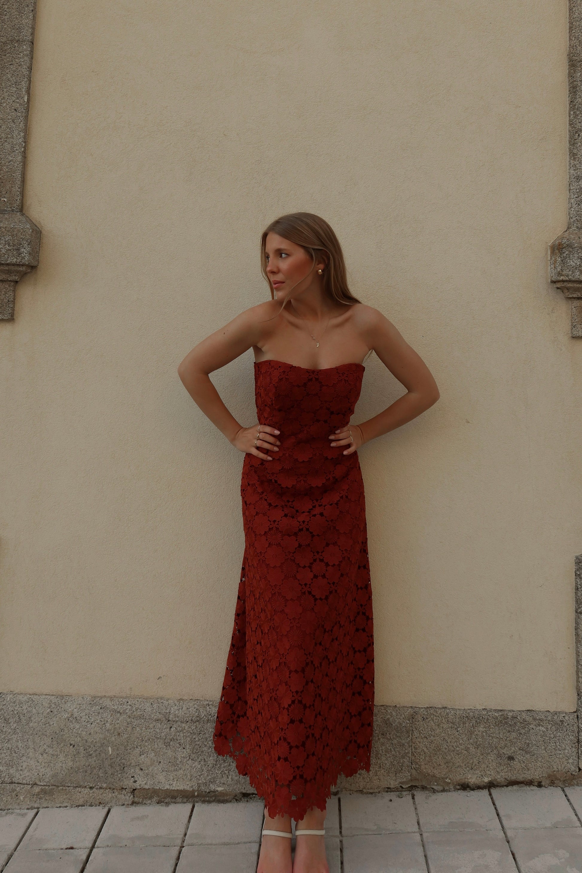 Terracotta Floral Maxi Dress