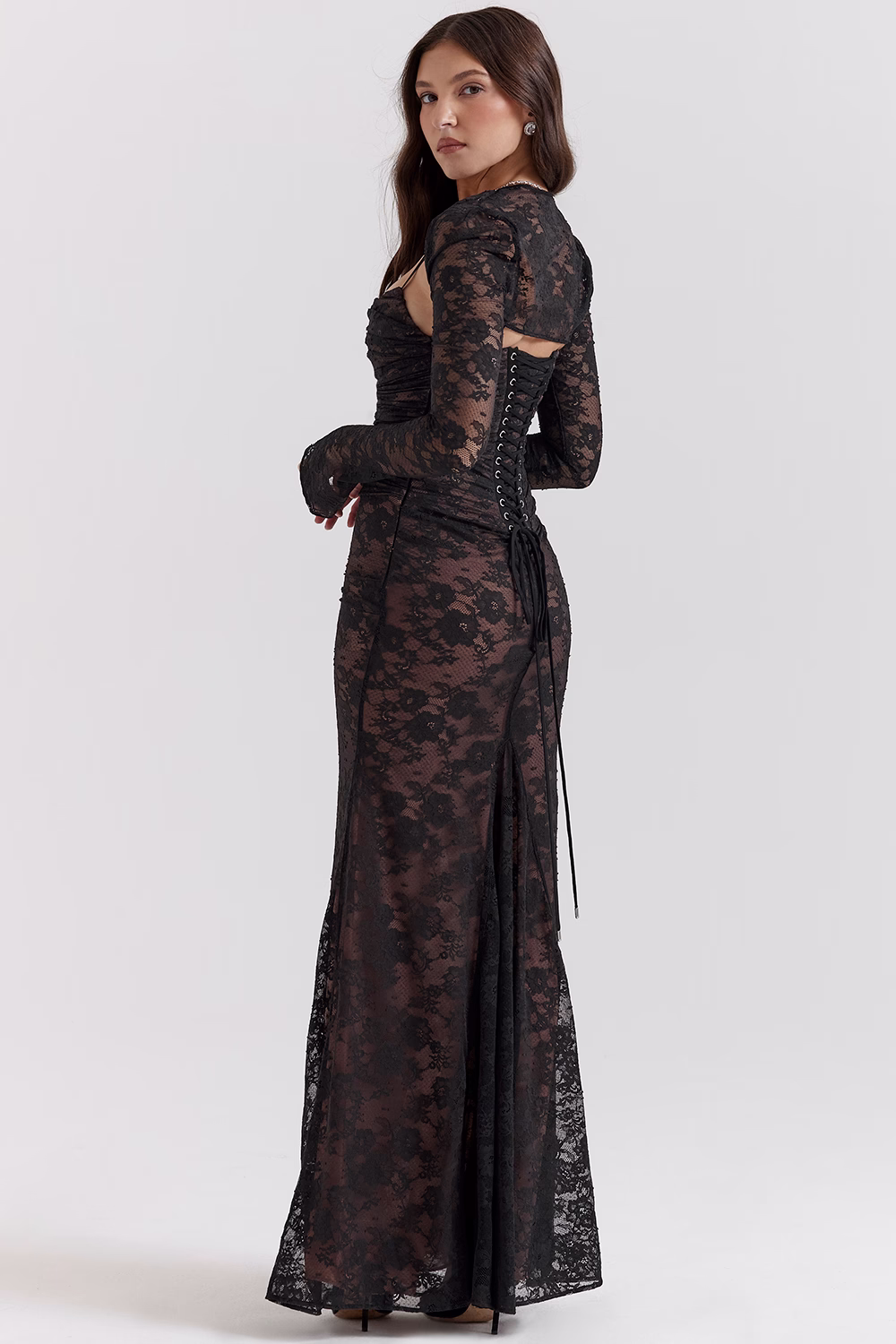 Artemis Black Lace Maxi Dress
