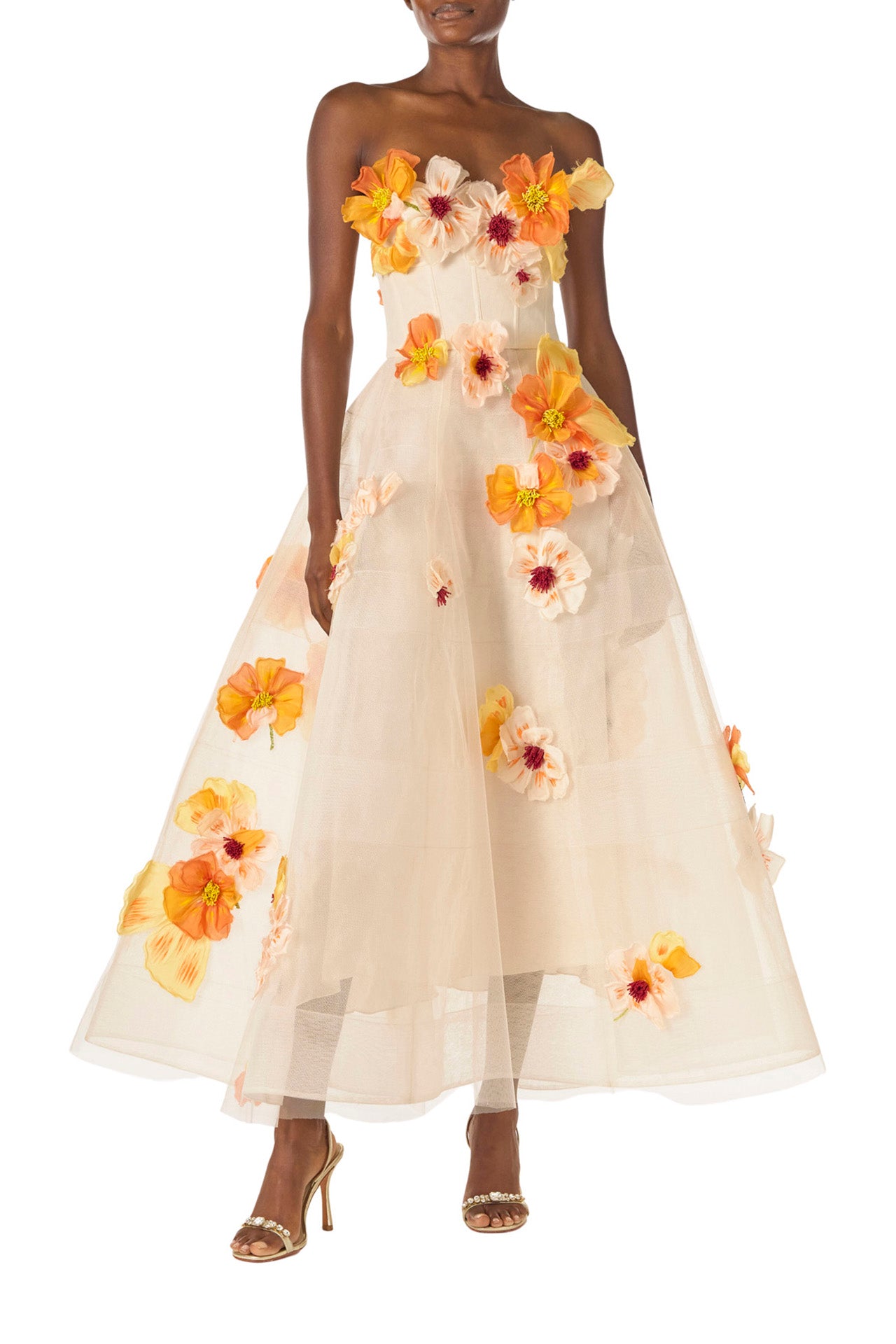 Poppy Embroidered Tea-Length Dress