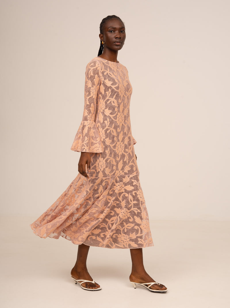 Pink Jester Embroidery Midi Dress - XS