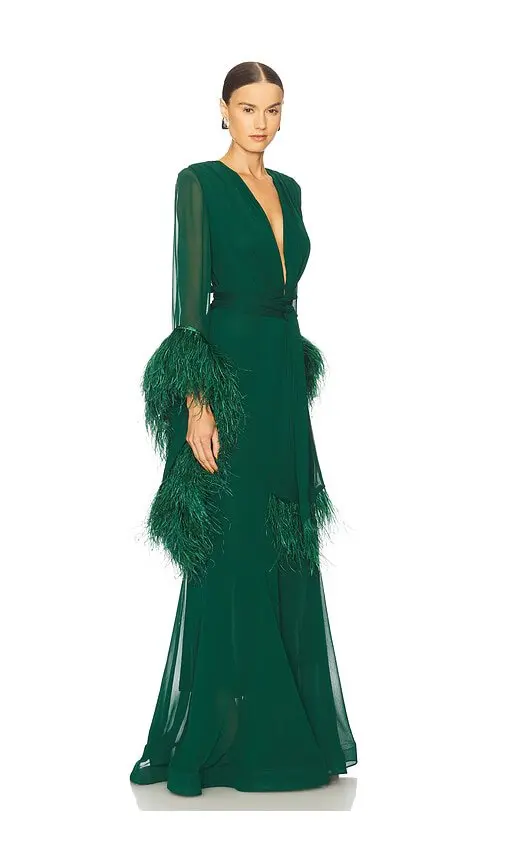 Geisha V-neck Gown - Green