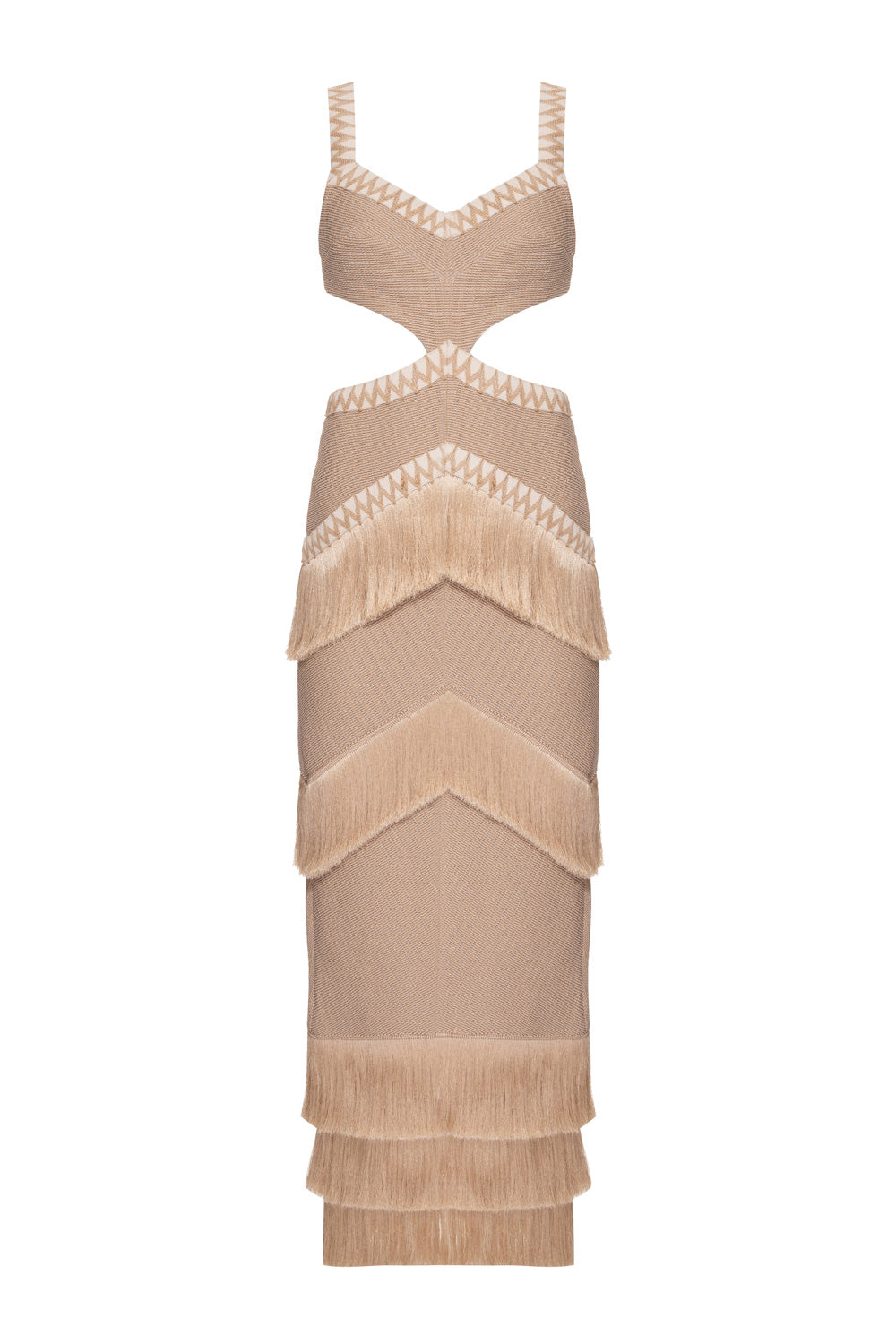 VESTIDO LONGO TELA DOT BEGE
