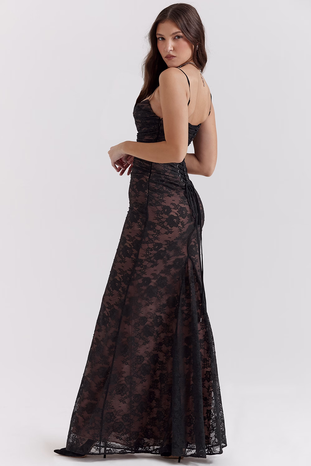Artemis Black Lace Maxi Dress