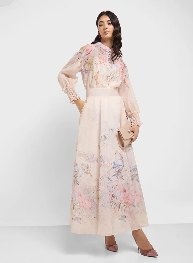Khizana Floral Print Top & Skirt Set for Women | Best Price KSA