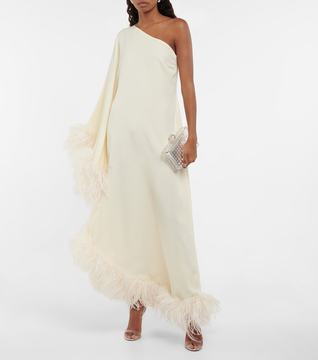Ubud feather-trimmed gown