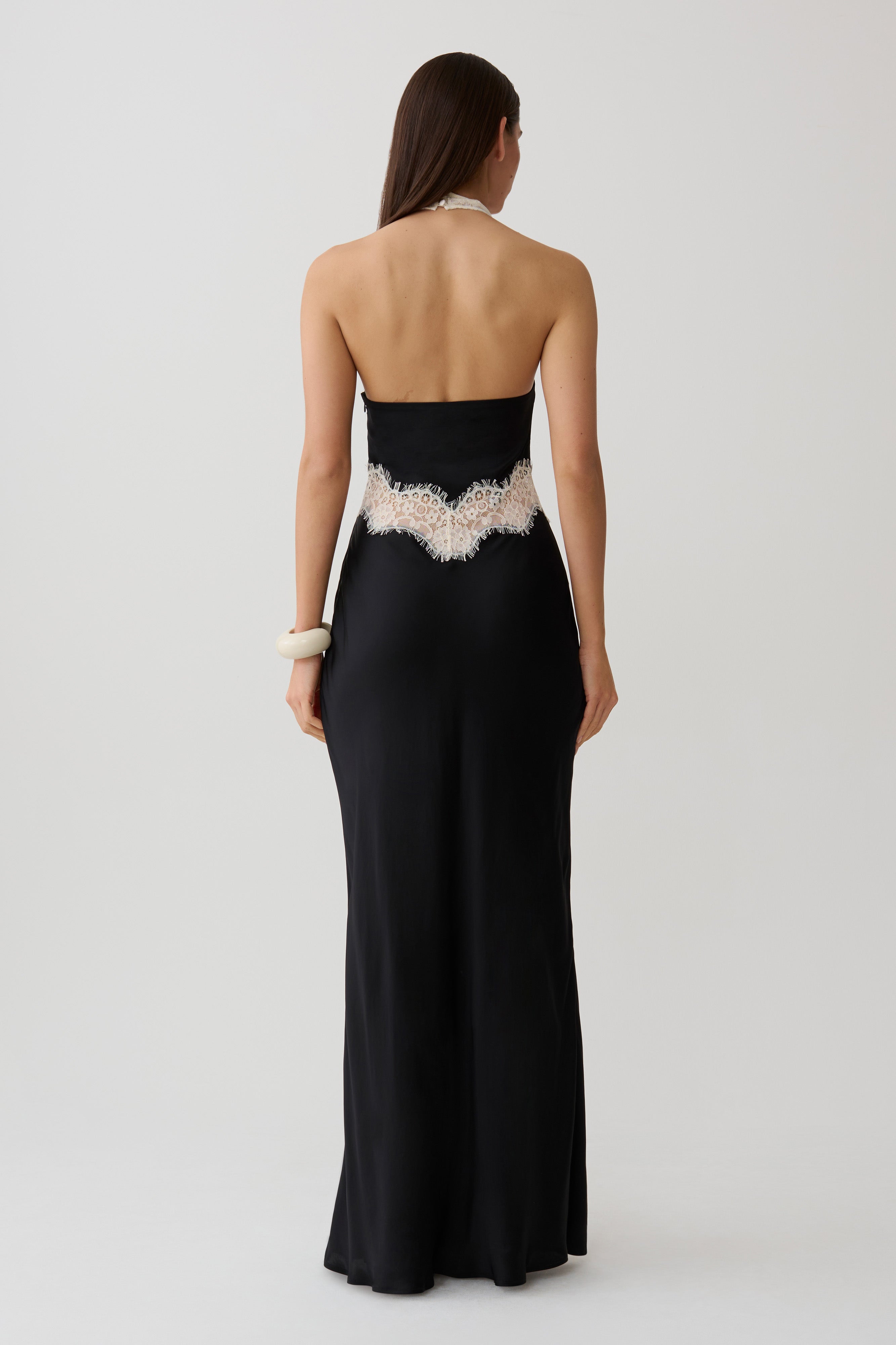Louise Satin And Lace Maxi Dress