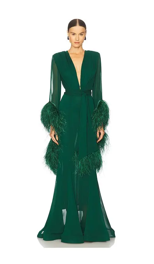 Geisha V-neck Gown - Green