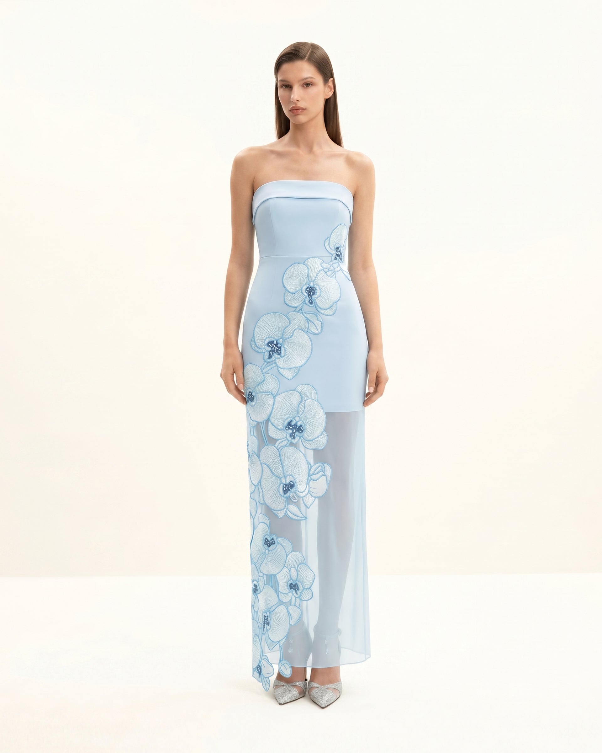 Orchid Embroidered Dress -Light Blue