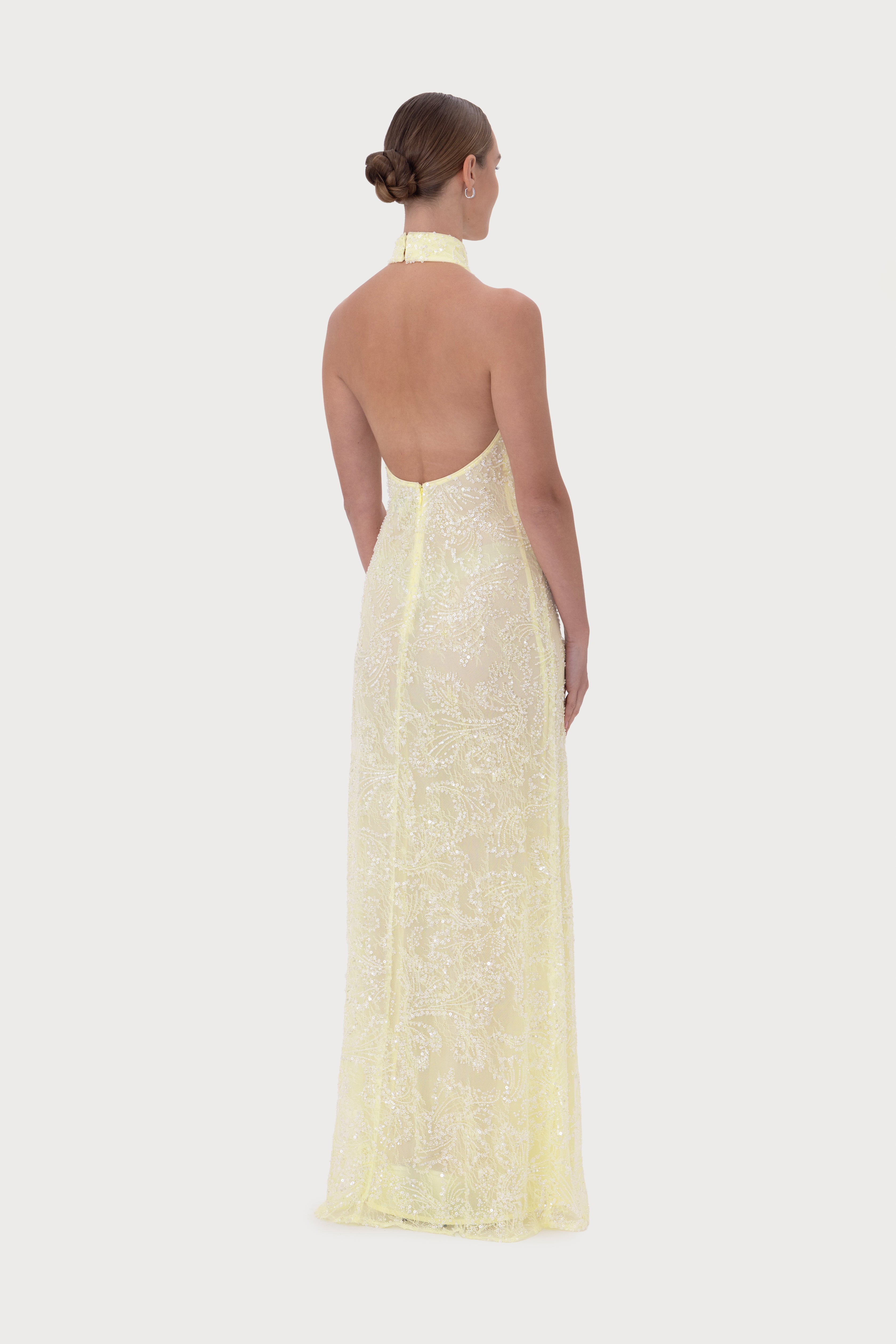 Grace Beaded Dress - Pale Yellow