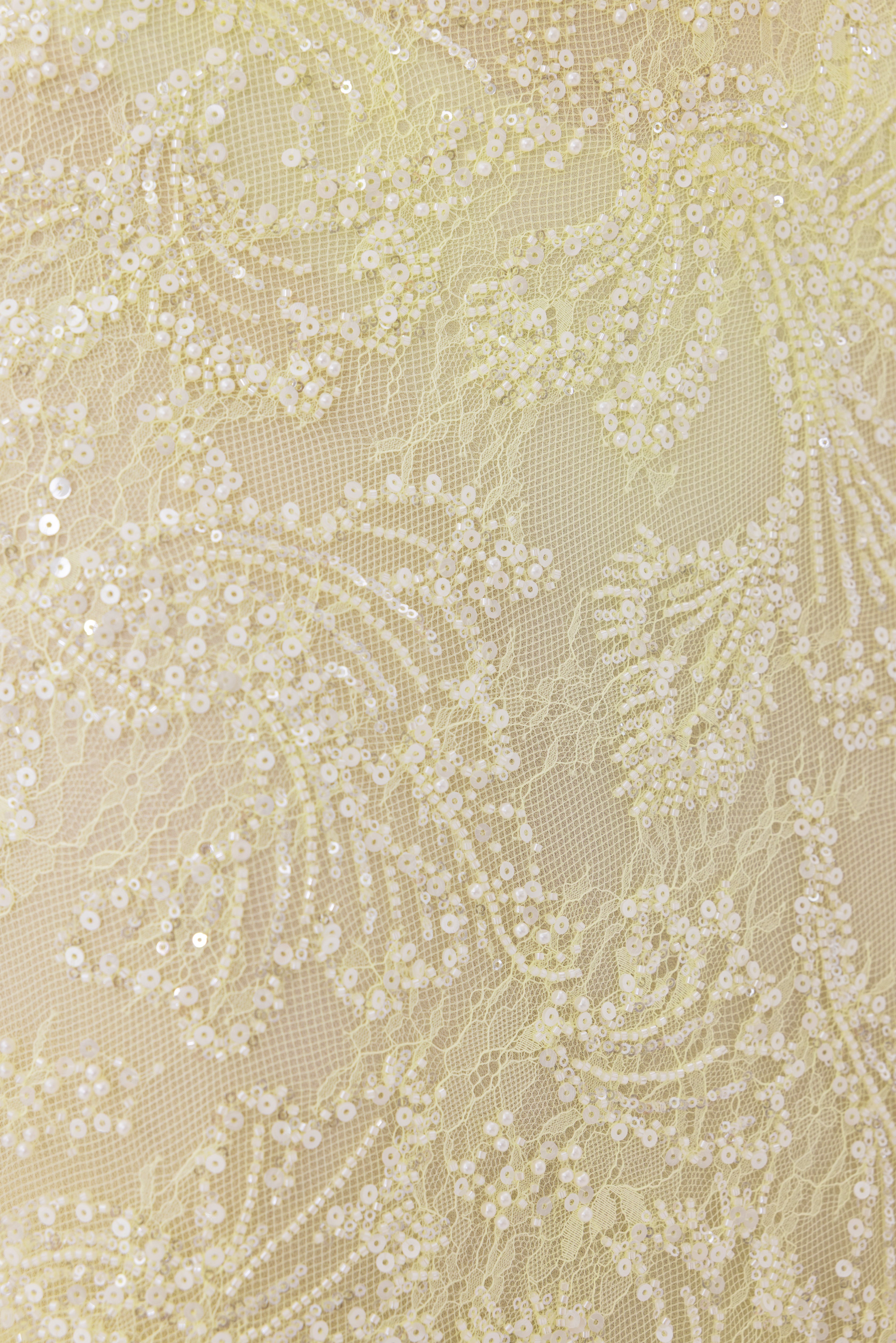Grace Beaded Dress - Pale Yellow
