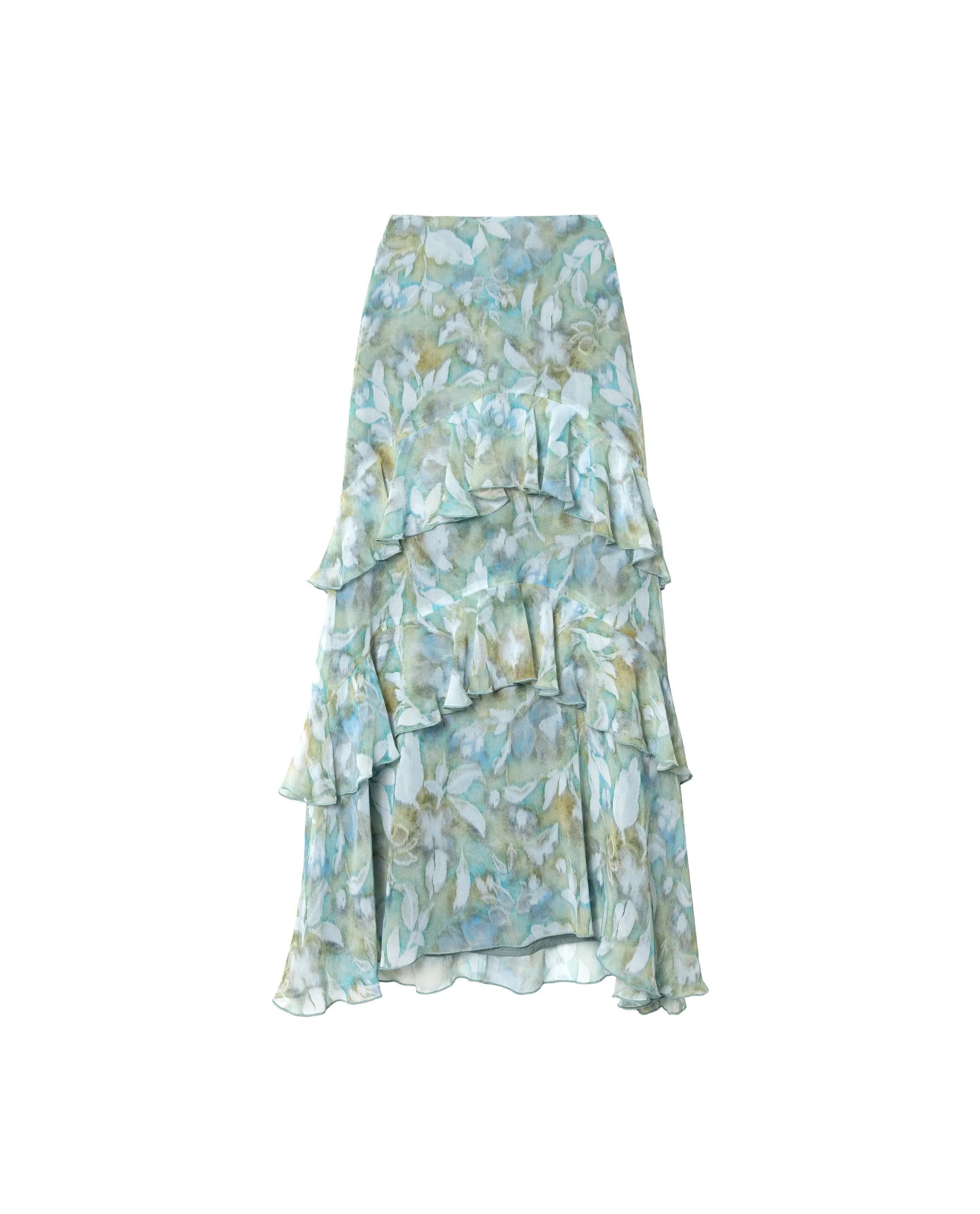 Sleeveless Halter Chiffon Top With Mermaid Ruffle Skirt