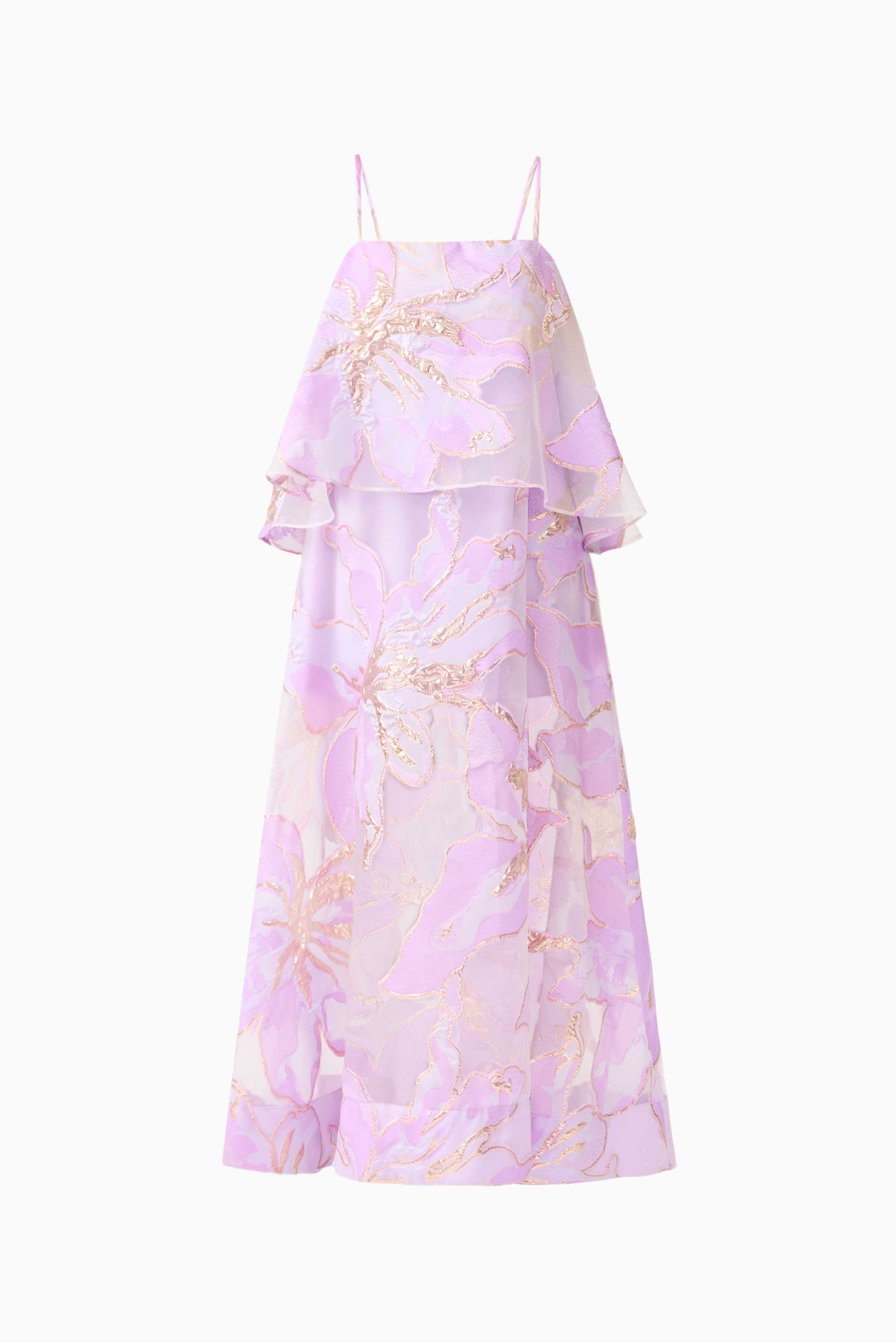 Elysia Tiered Gown in Purple Floral