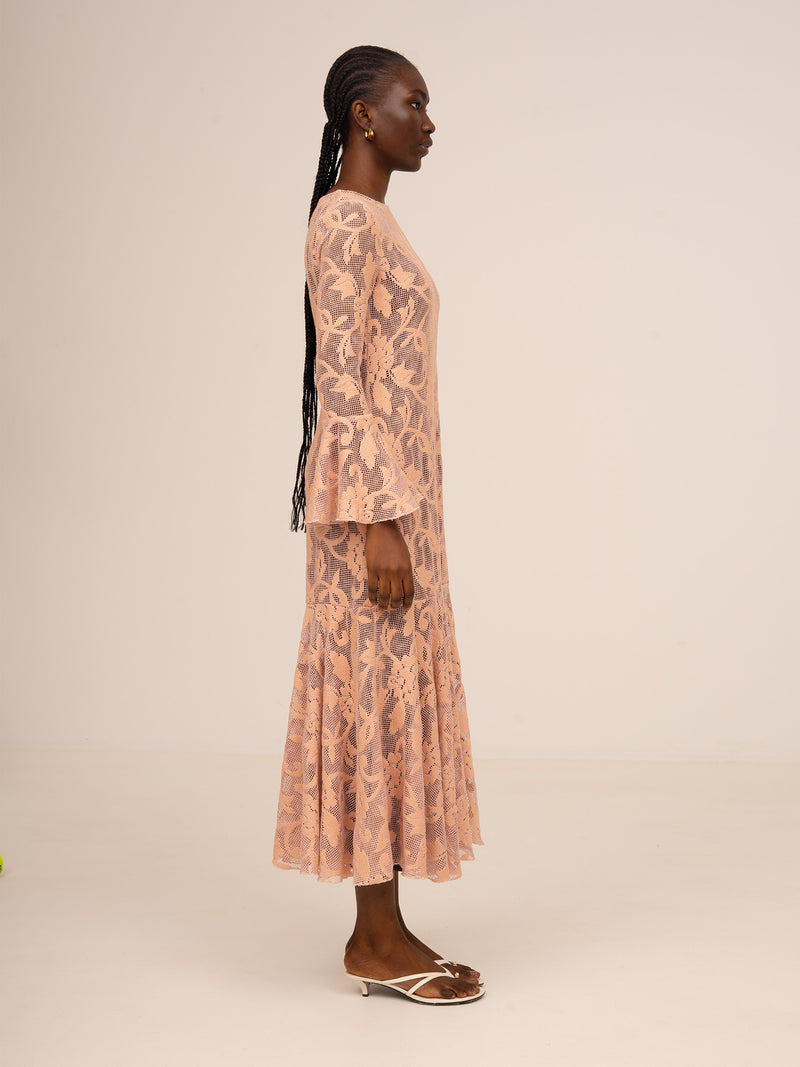 Pink Jester Embroidery Midi Dress - XS