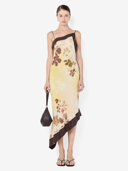 Blaise Asym Floral Satin Midi Dress