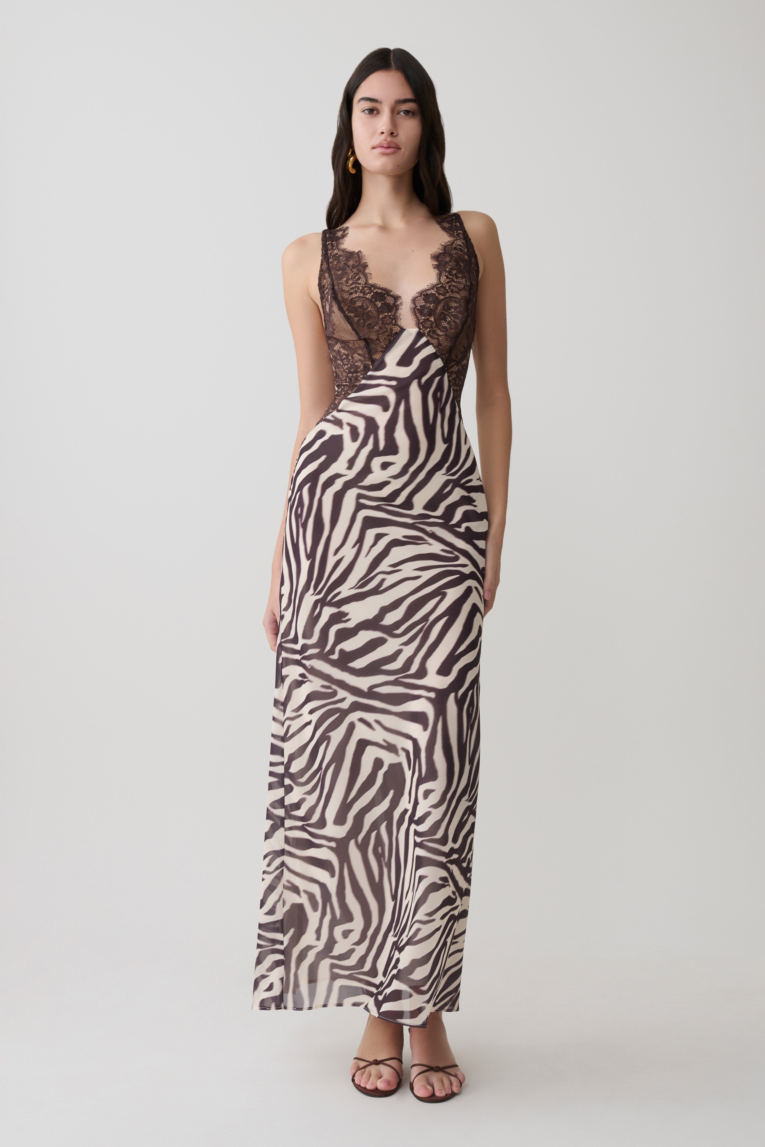 Angeline Lace And Chiffon Maxi Dress