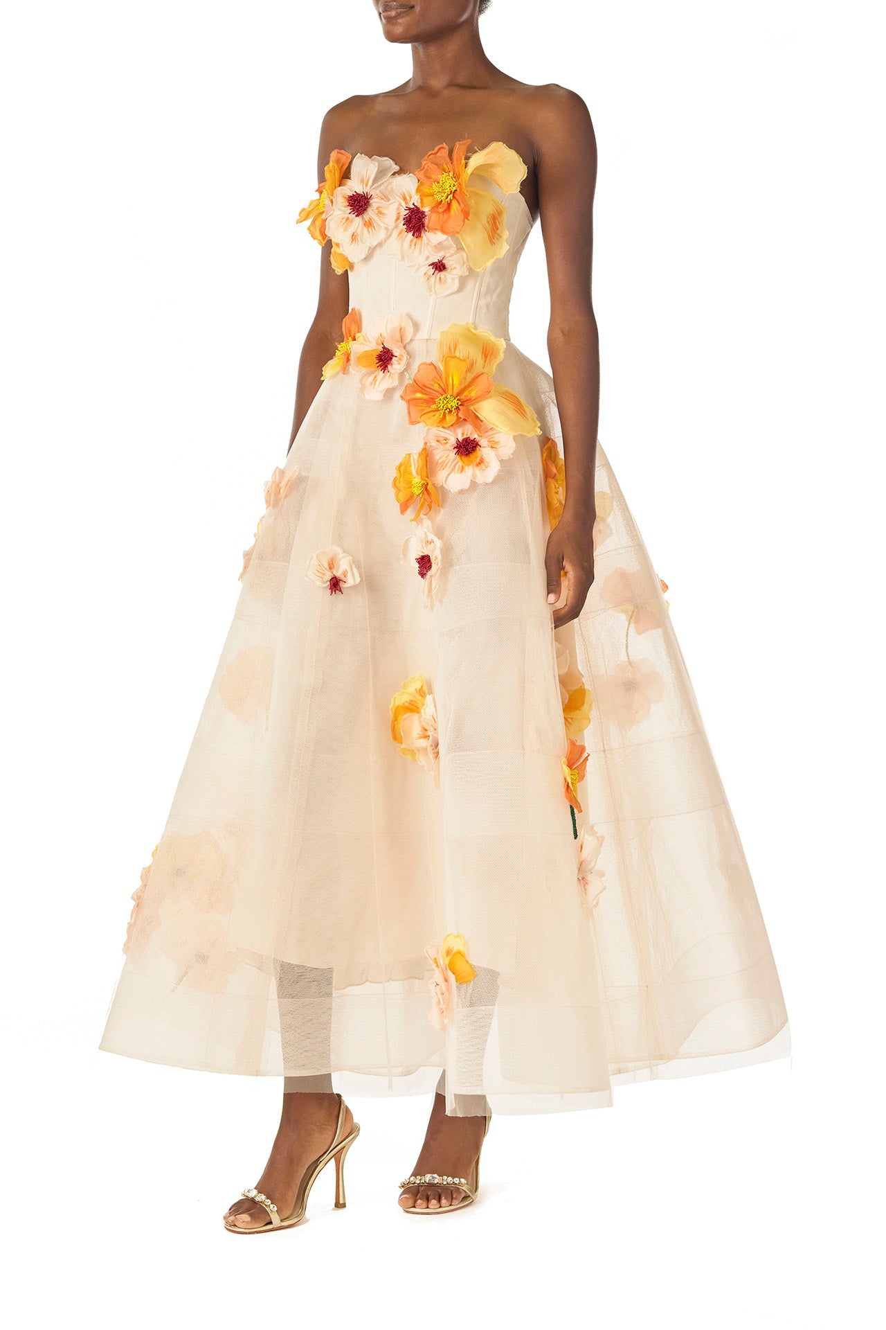 Poppy Embroidered Tea-Length Dress