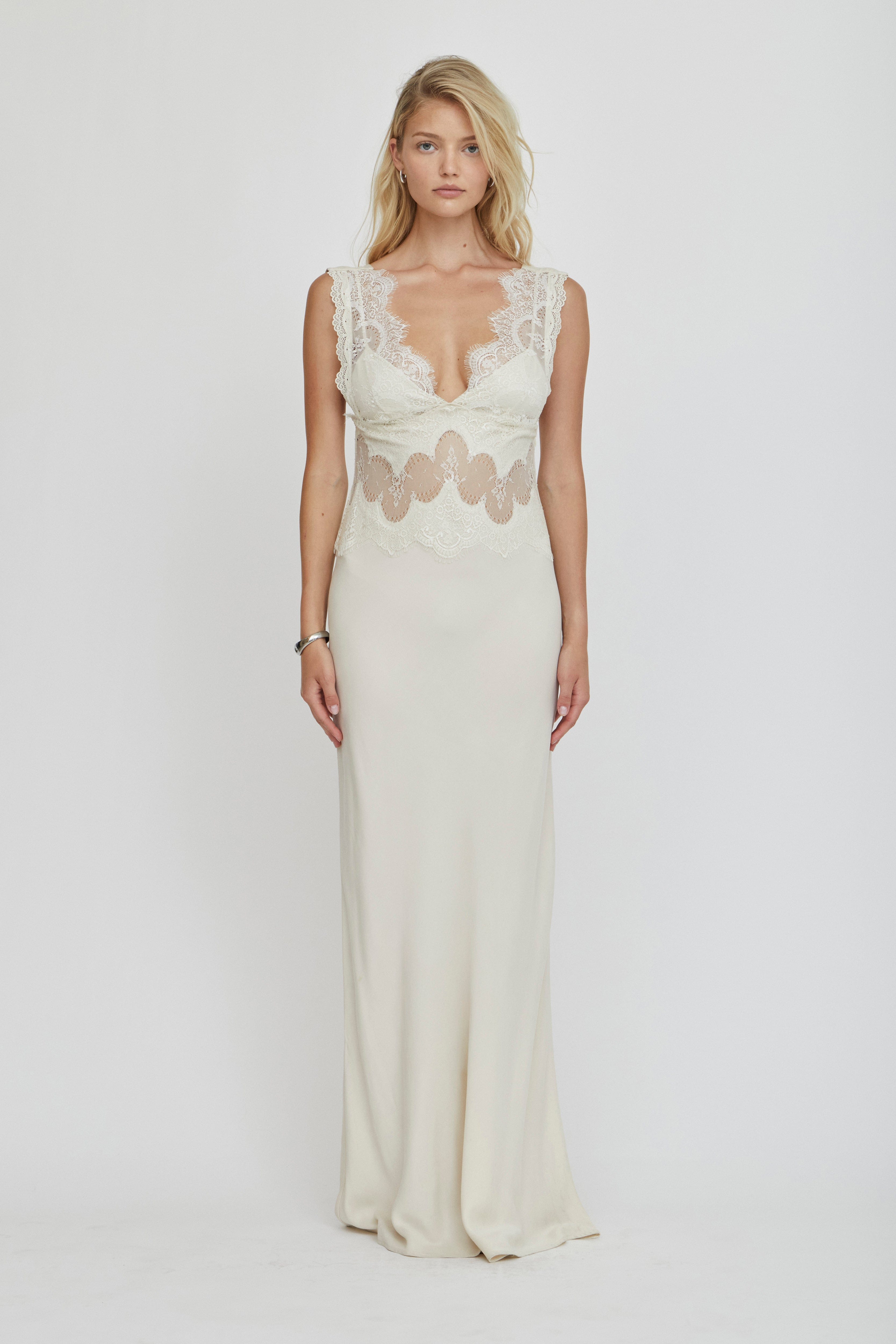 Visions Lace Floor Length Dress