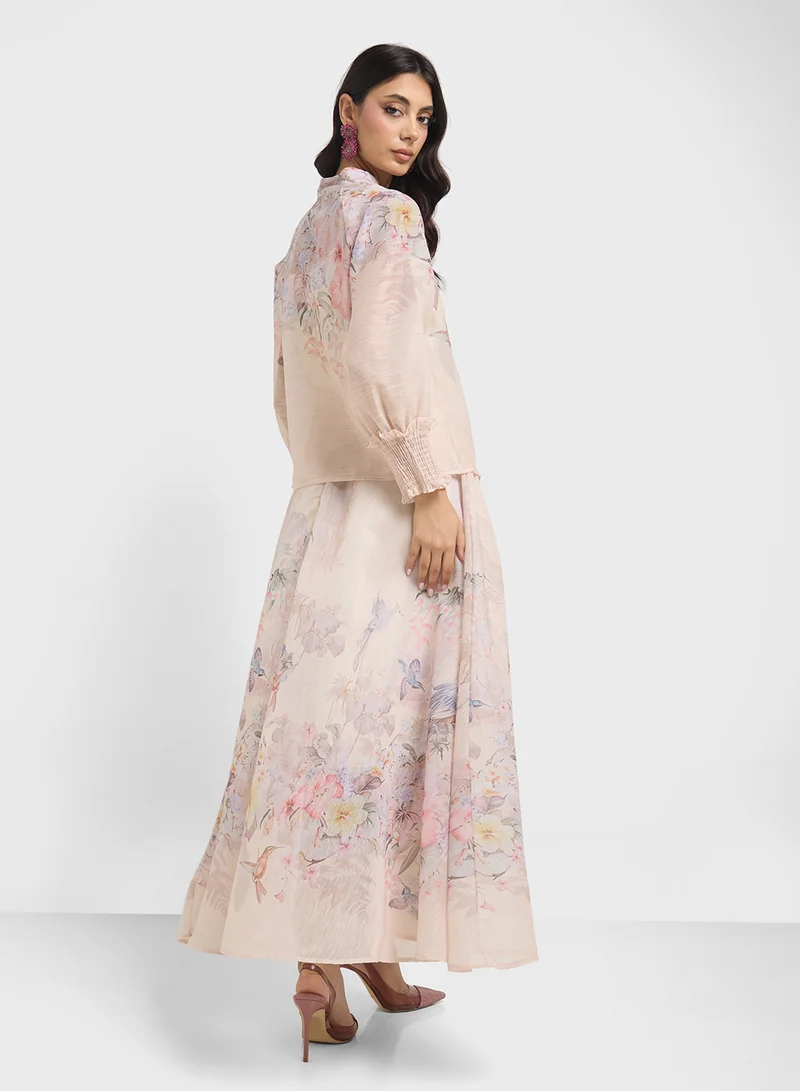 Khizana Floral Print Top & Skirt Set for Women | Best Price KSA