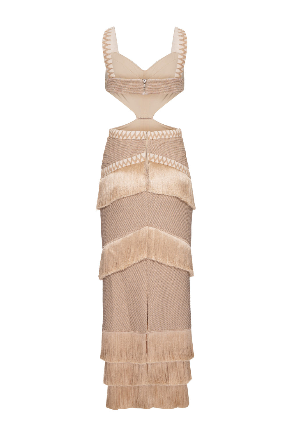 VESTIDO LONGO TELA DOT BEGE