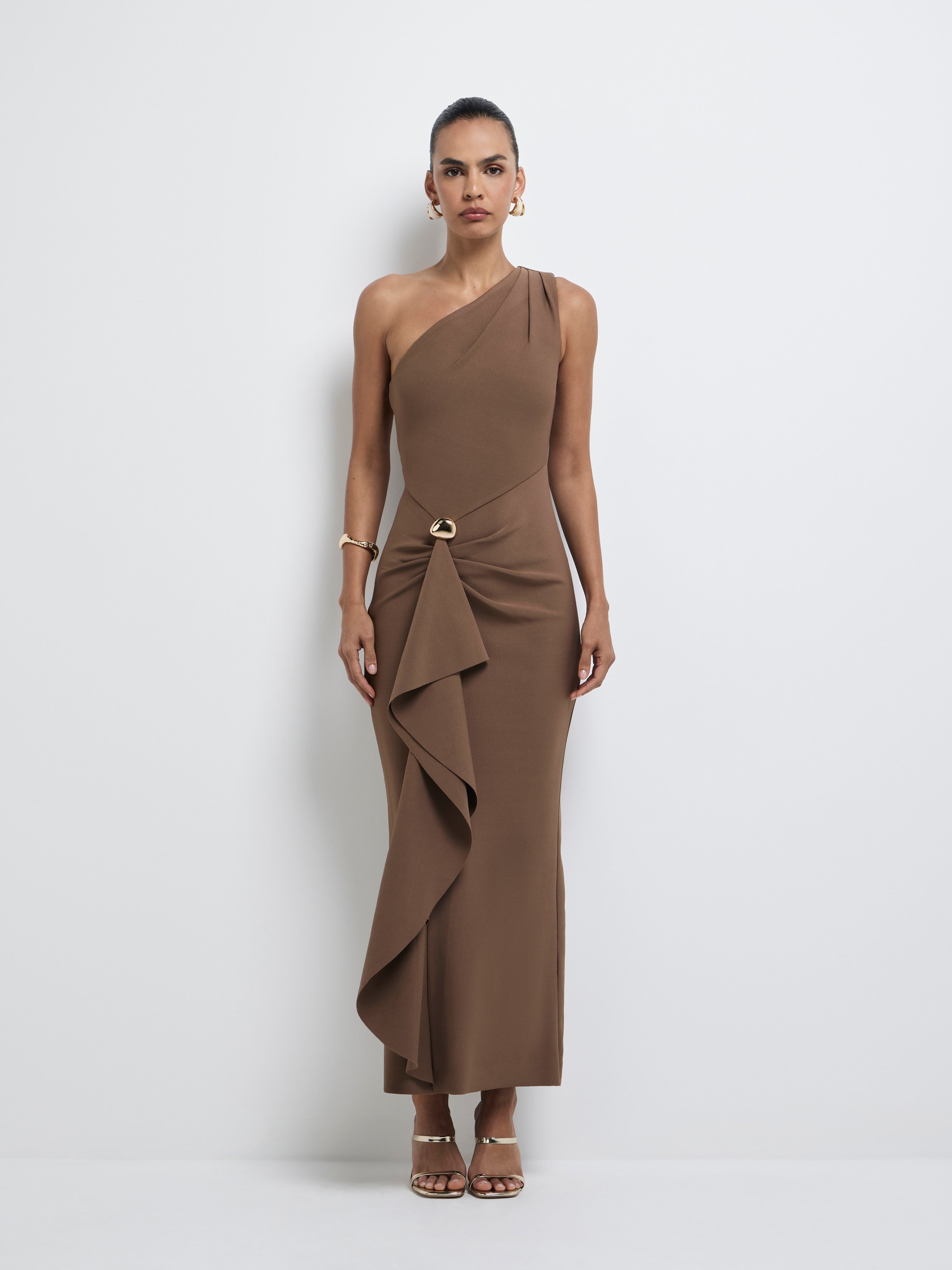 Chocolate One Shoulder Bodycon Dress