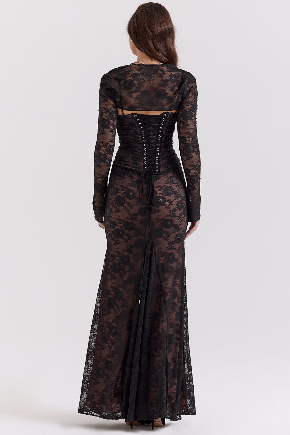 Artemis Black Lace Maxi Dress