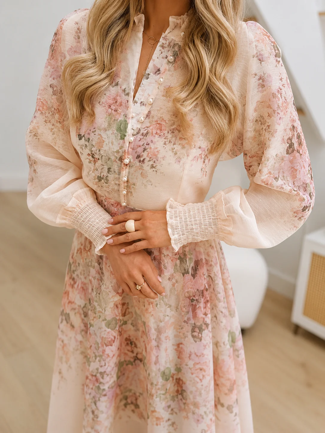 Peachy Flowy Sheer Gauze Dress