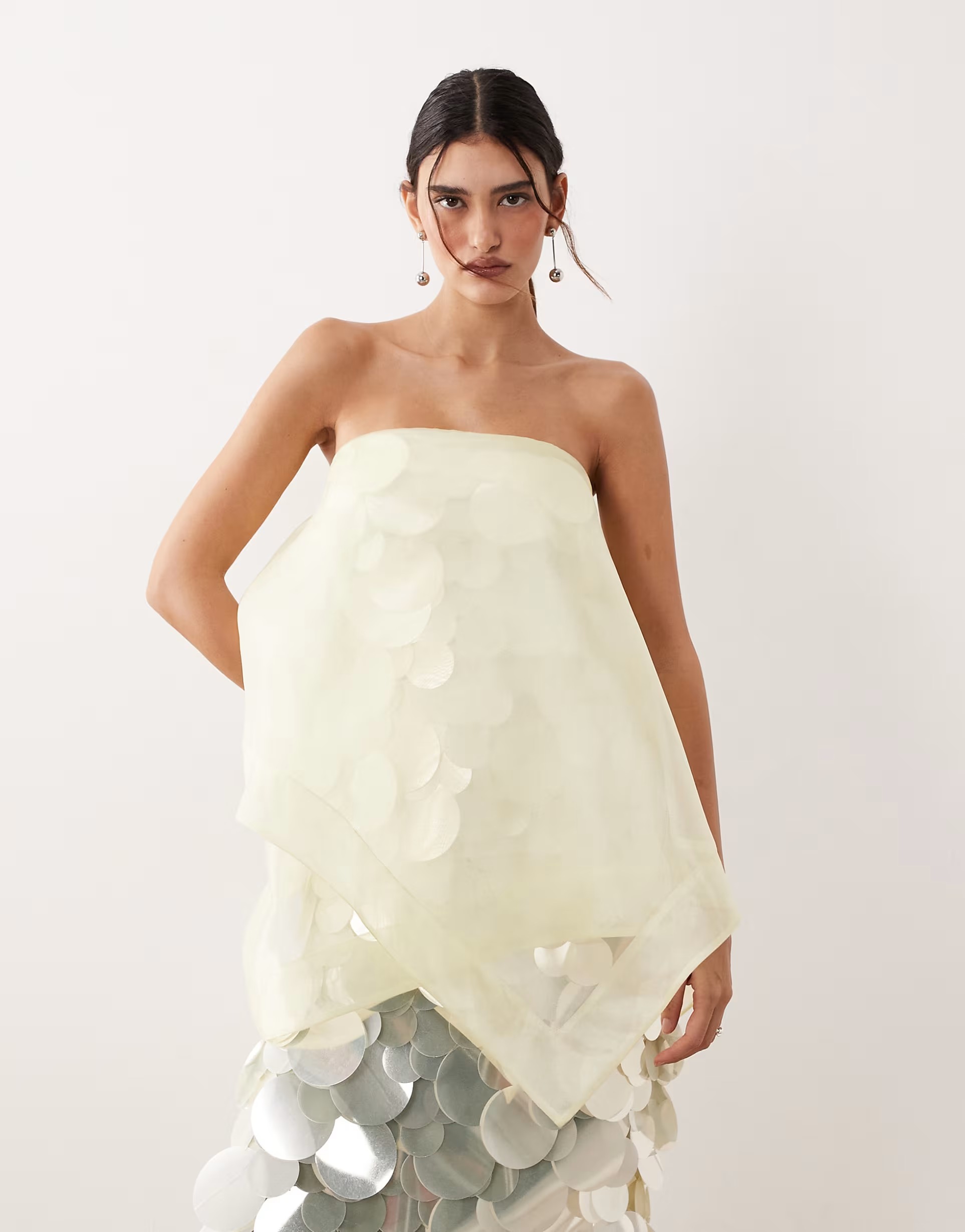 Voluminous Strapless Sequin Maxi Dress