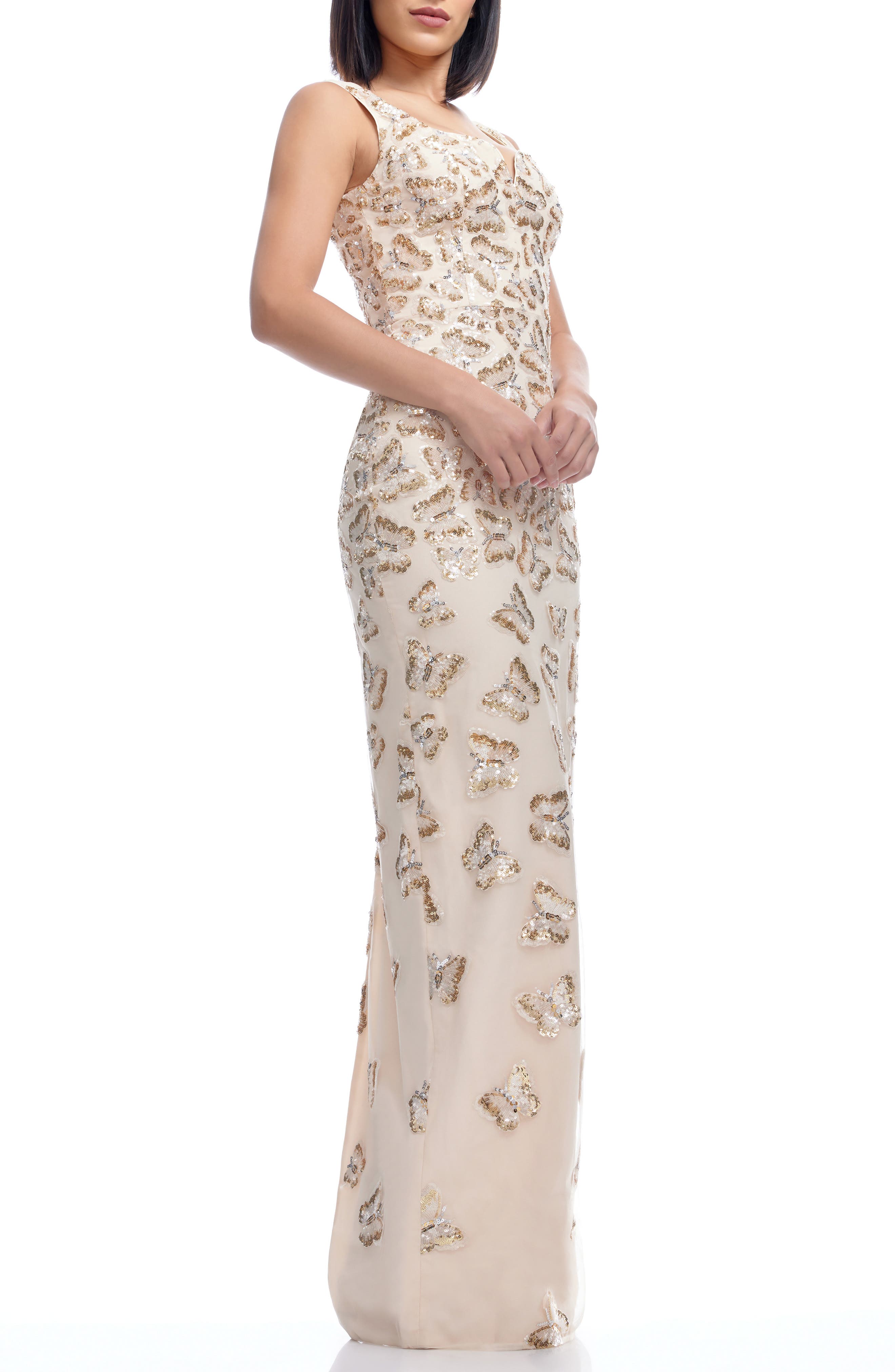Goldie Sequin Butterfly Column Gown
