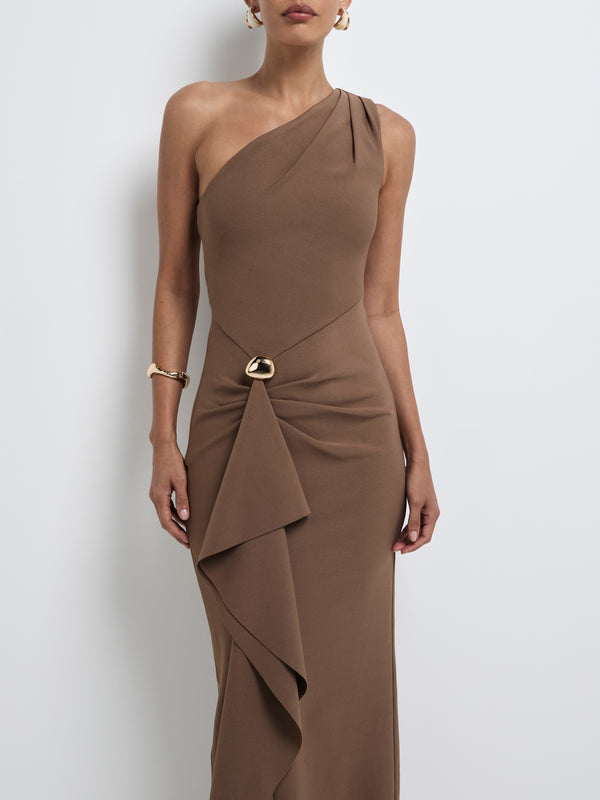 Chocolate One Shoulder Bodycon Dress